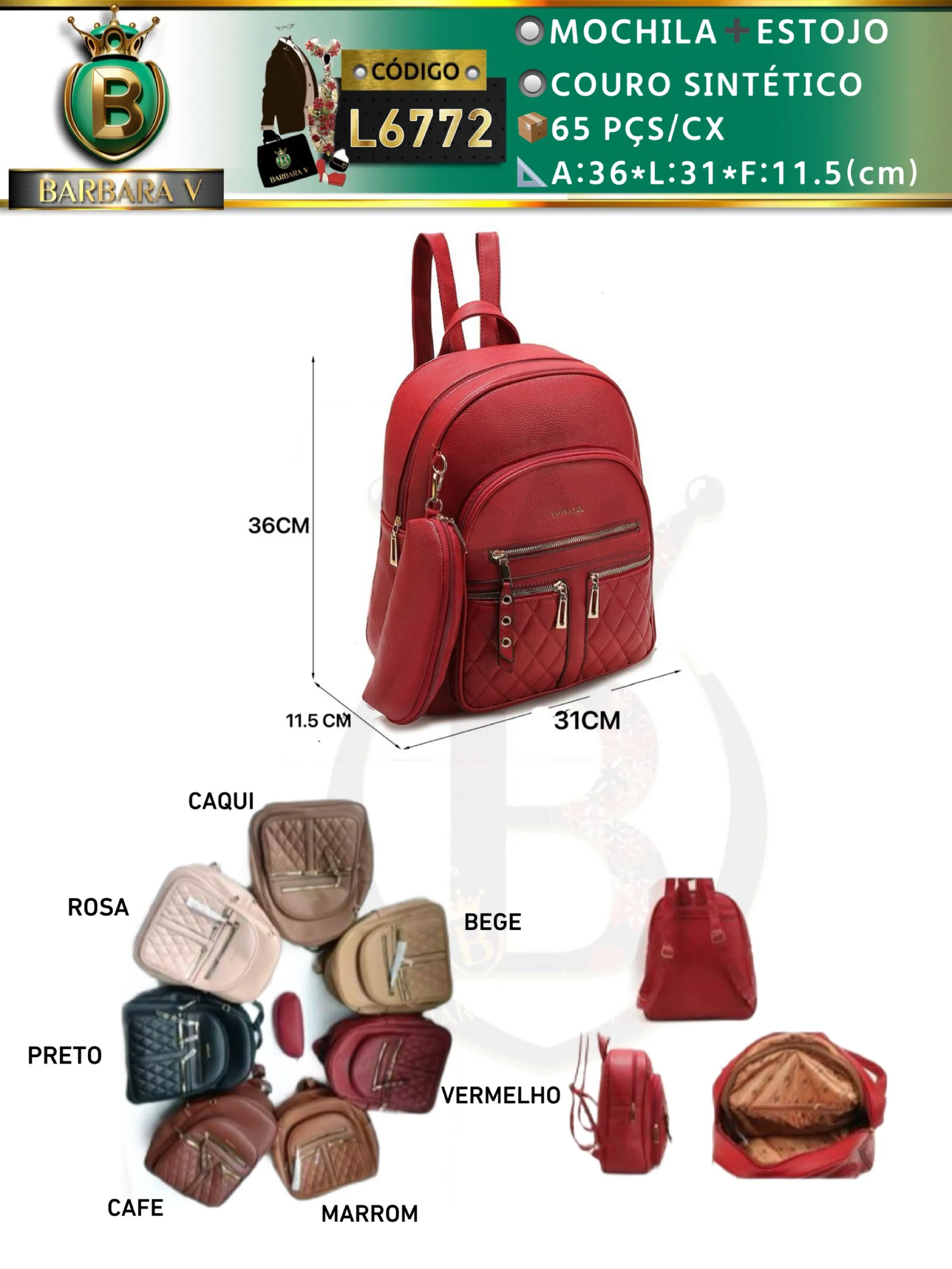BARBARA V BOLSAS/mochila feminina com estojo(L6772)