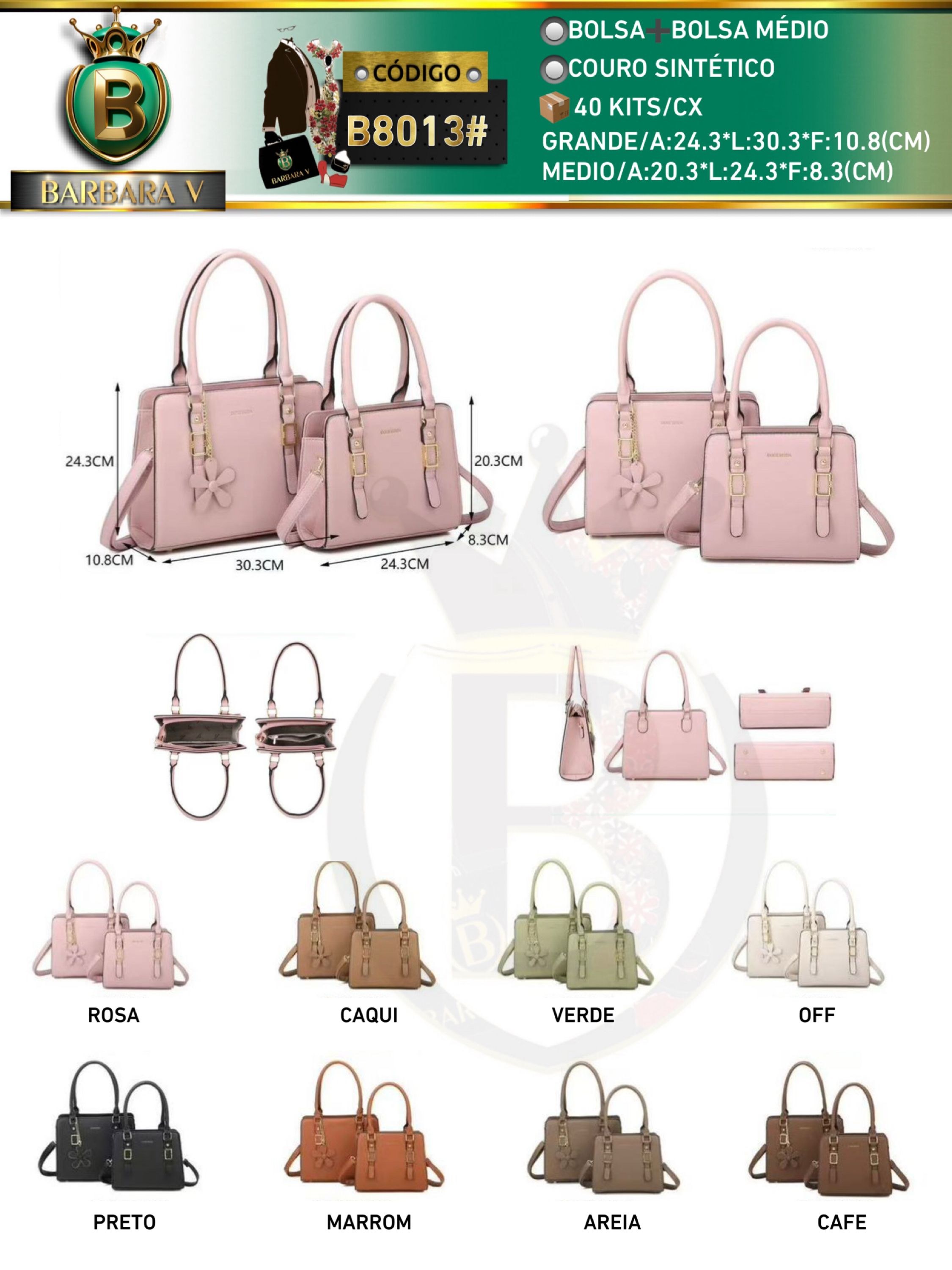 BARBARA V BOLSAS/Kit bolsa+bolsa médio(B8013#)