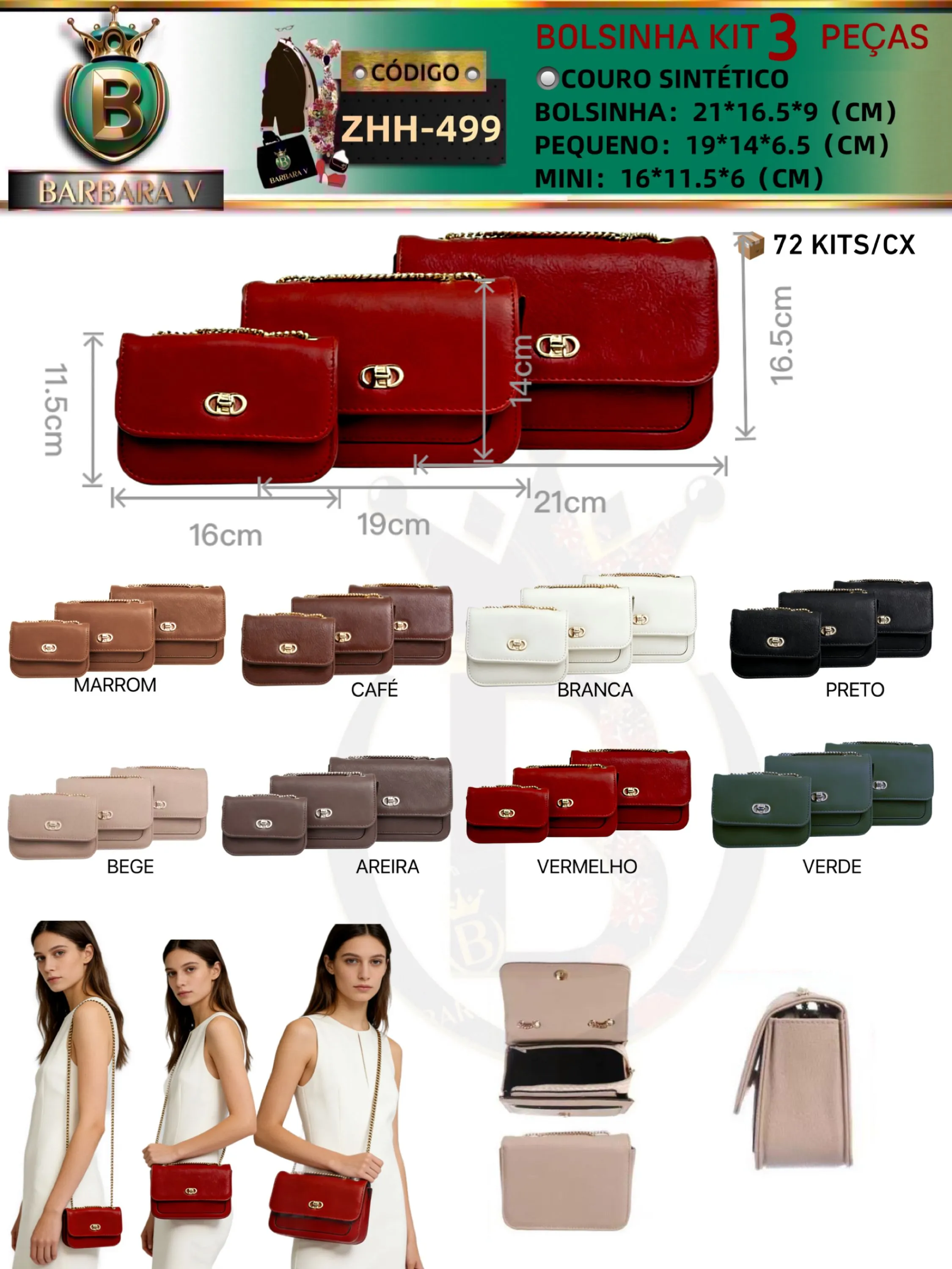 BARBARA V BOLSAS/Kit bolsinha 3 peças (ZHH-499)