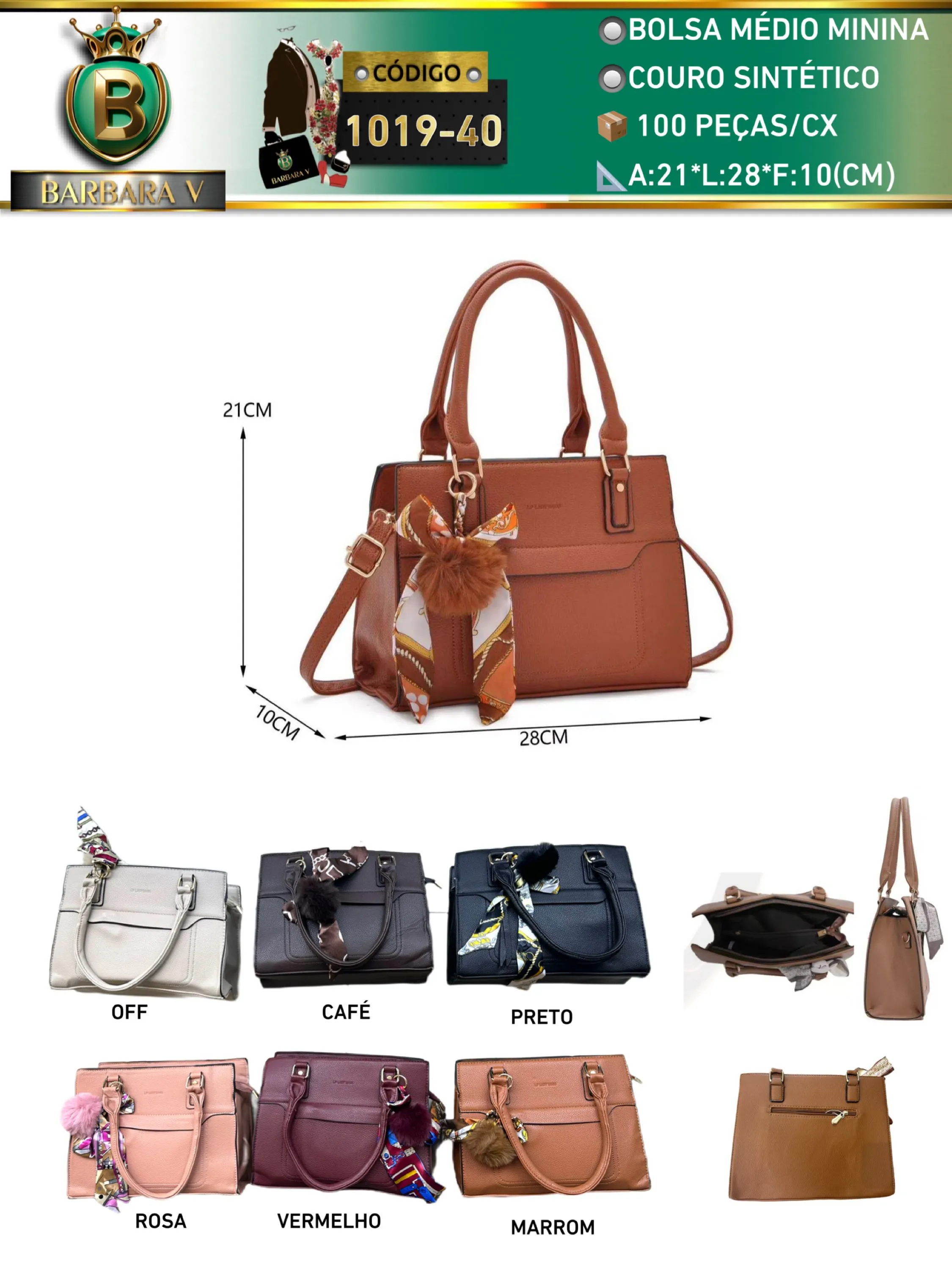 BARBARA V BOLSAS/Bolsa médio feminina(1019-40)