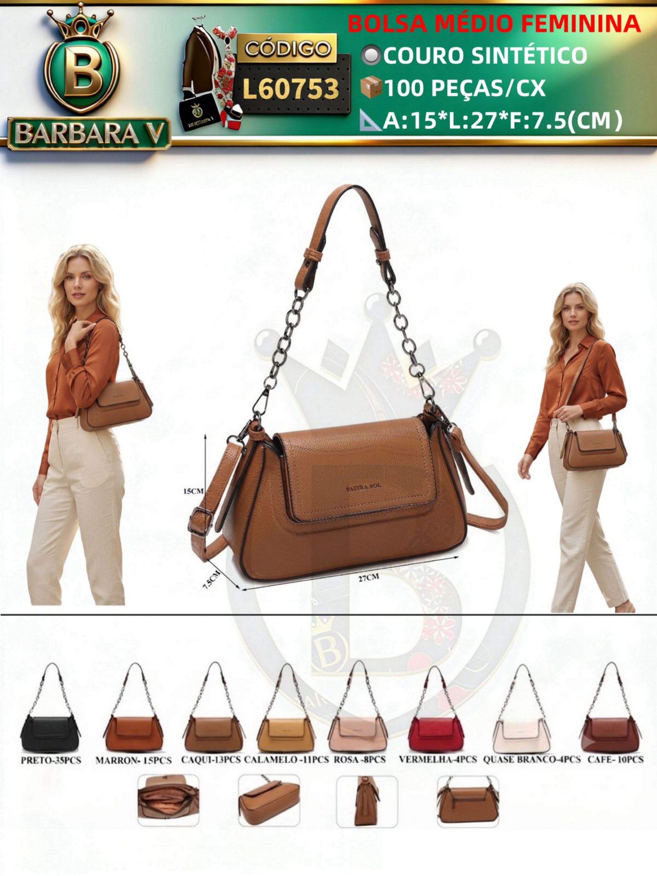 BARBARA V BOLSAS/ Bolsinha Feminina Medio L60753