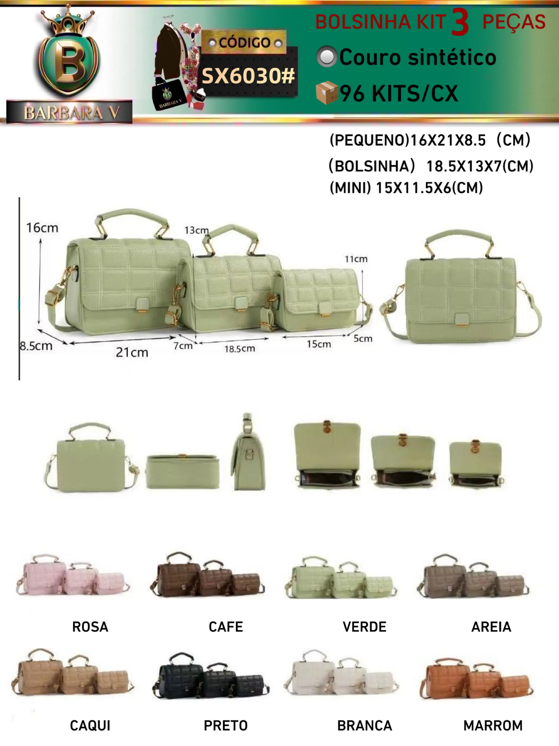 BARBARA V BOLSA/kit Bolsinha 3 zíper(SX6030#)