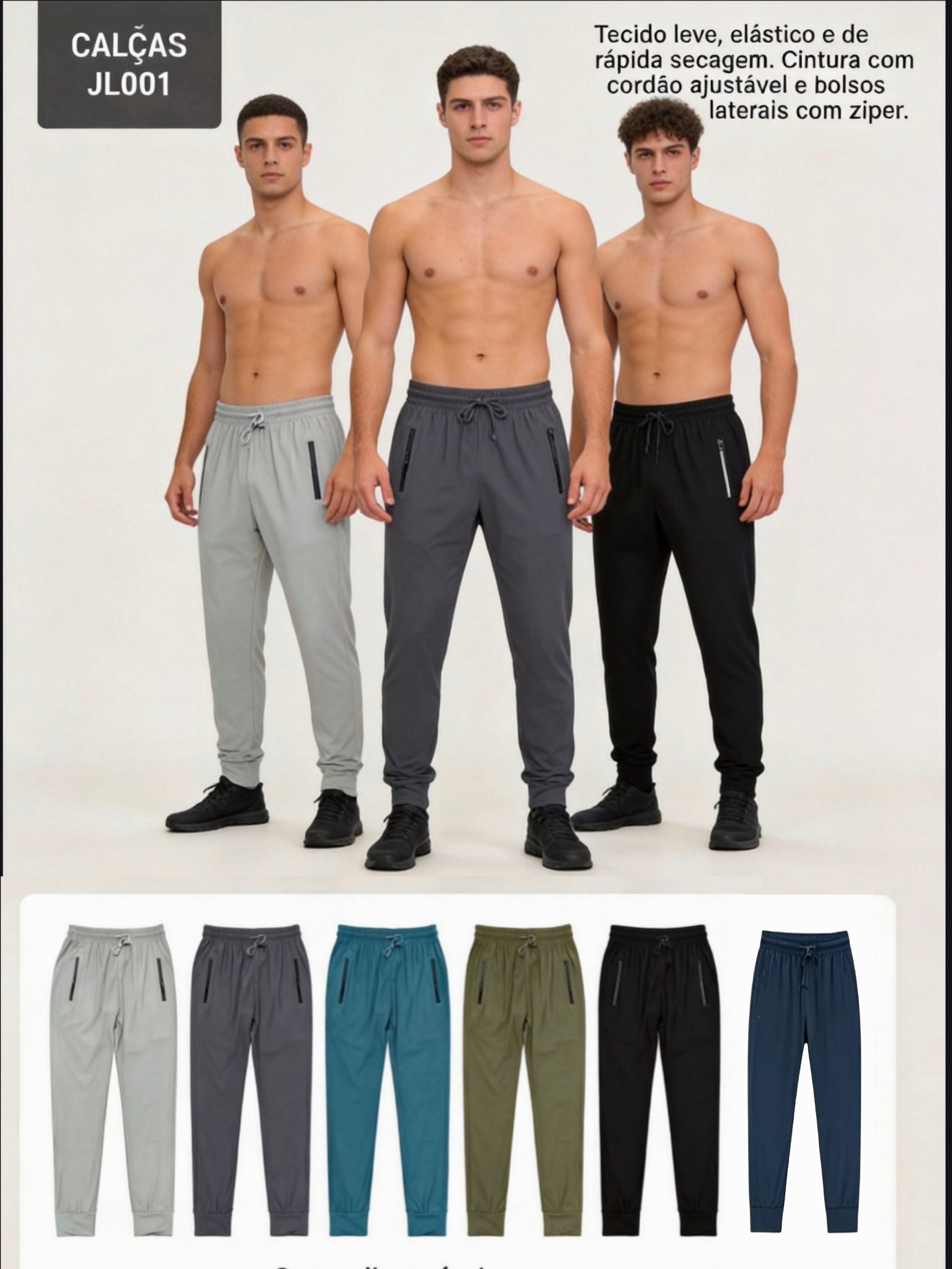 24pçs cor e tam sortido Calça Jogger Masculina (JL001)