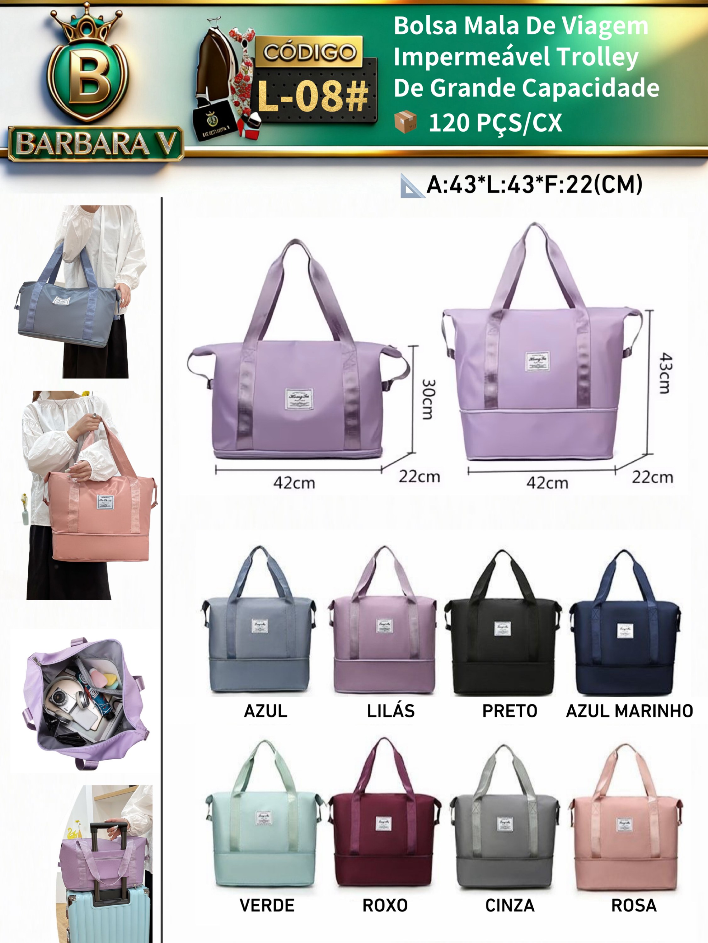 Bolsa Mala De Viagem Impermeável De Grande Capacidade(L-08#)