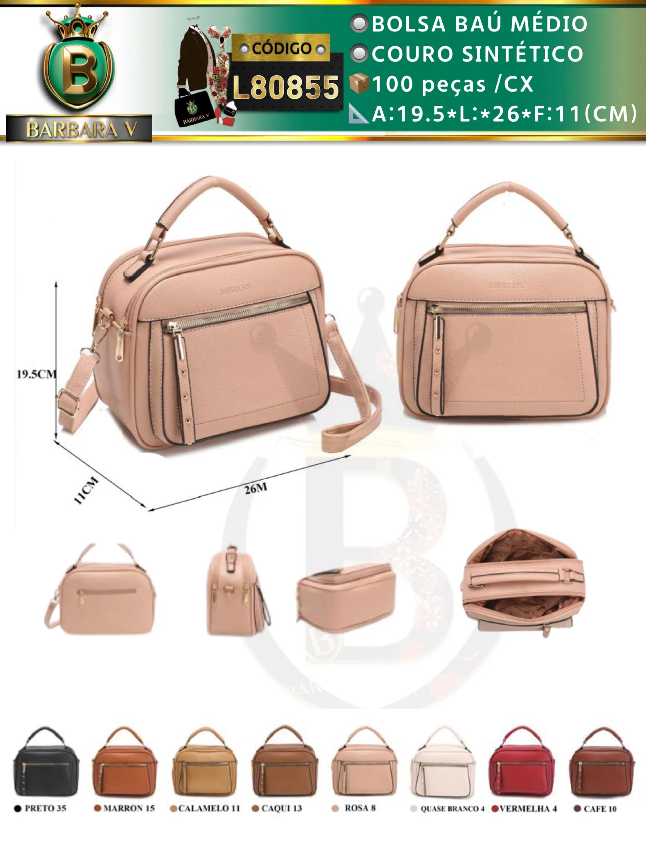 BARBARA V BOLSAS/Bolsa baú médio (L80855)