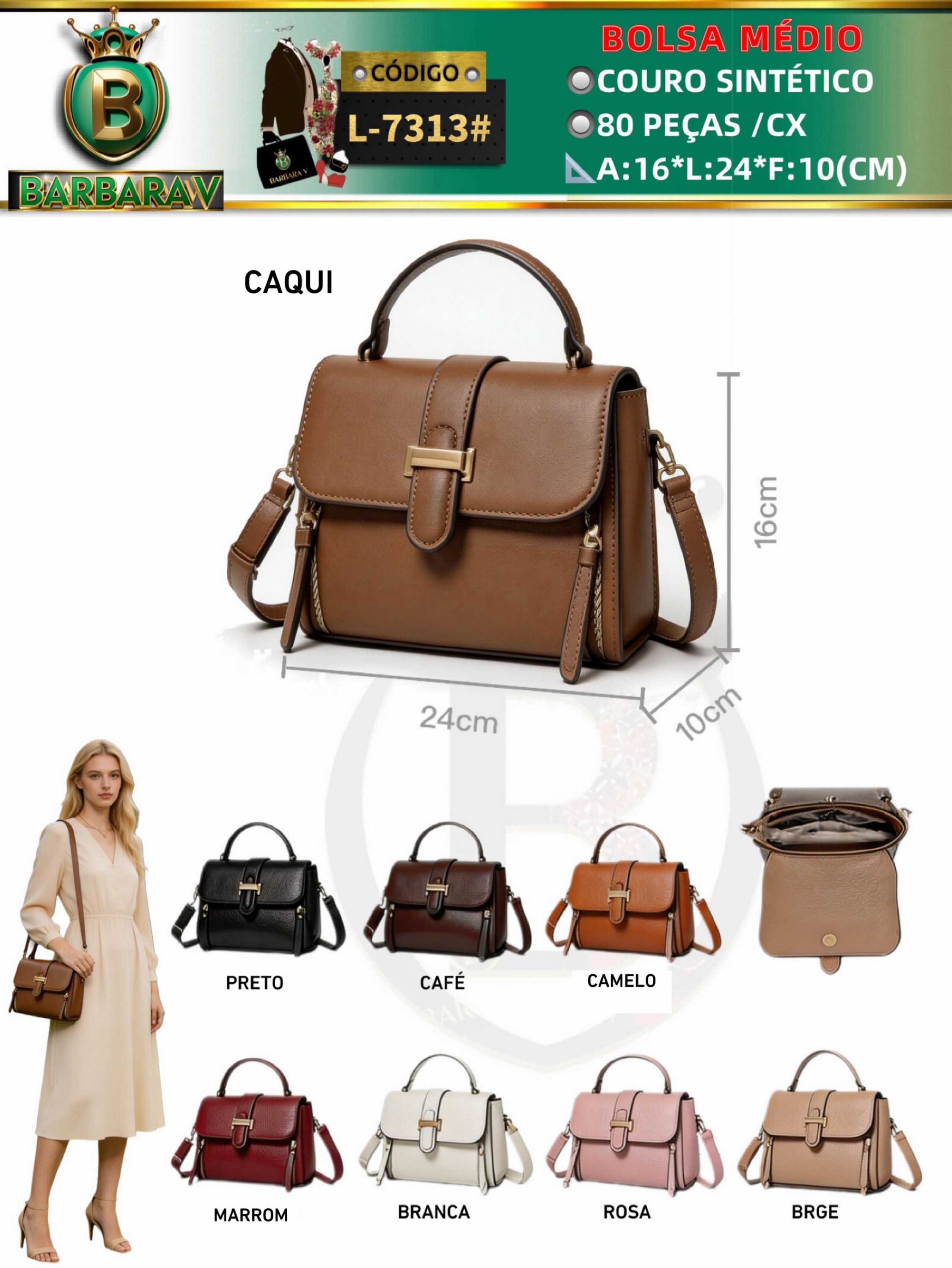 BARBARA V BOLSAS/BOLSA MÉDIO FEMININA(L-7313#)