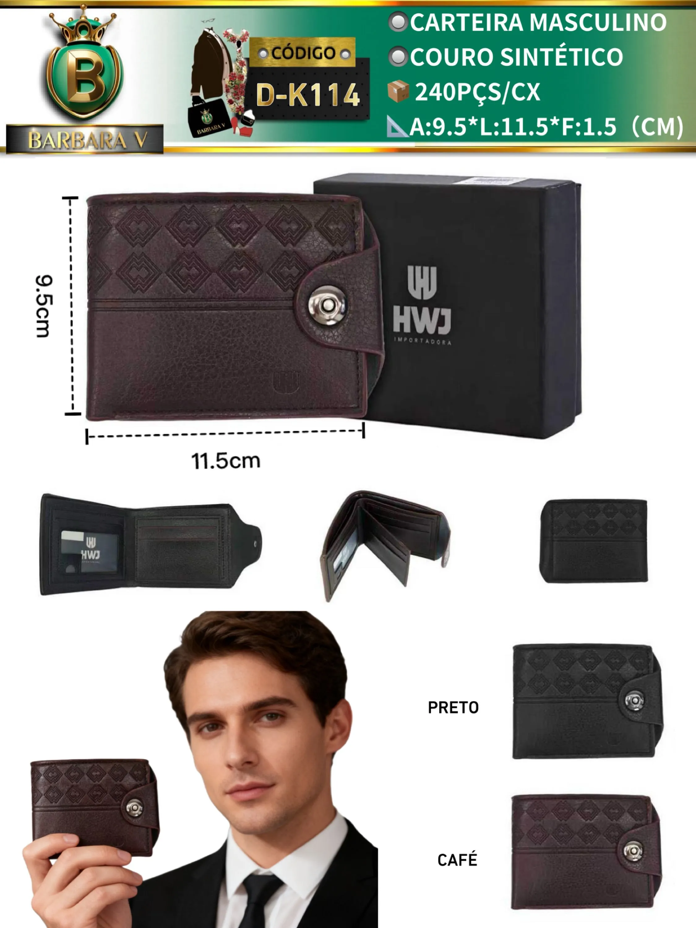 BARBARA V BOLSAS/carteira masculino (D-K114)