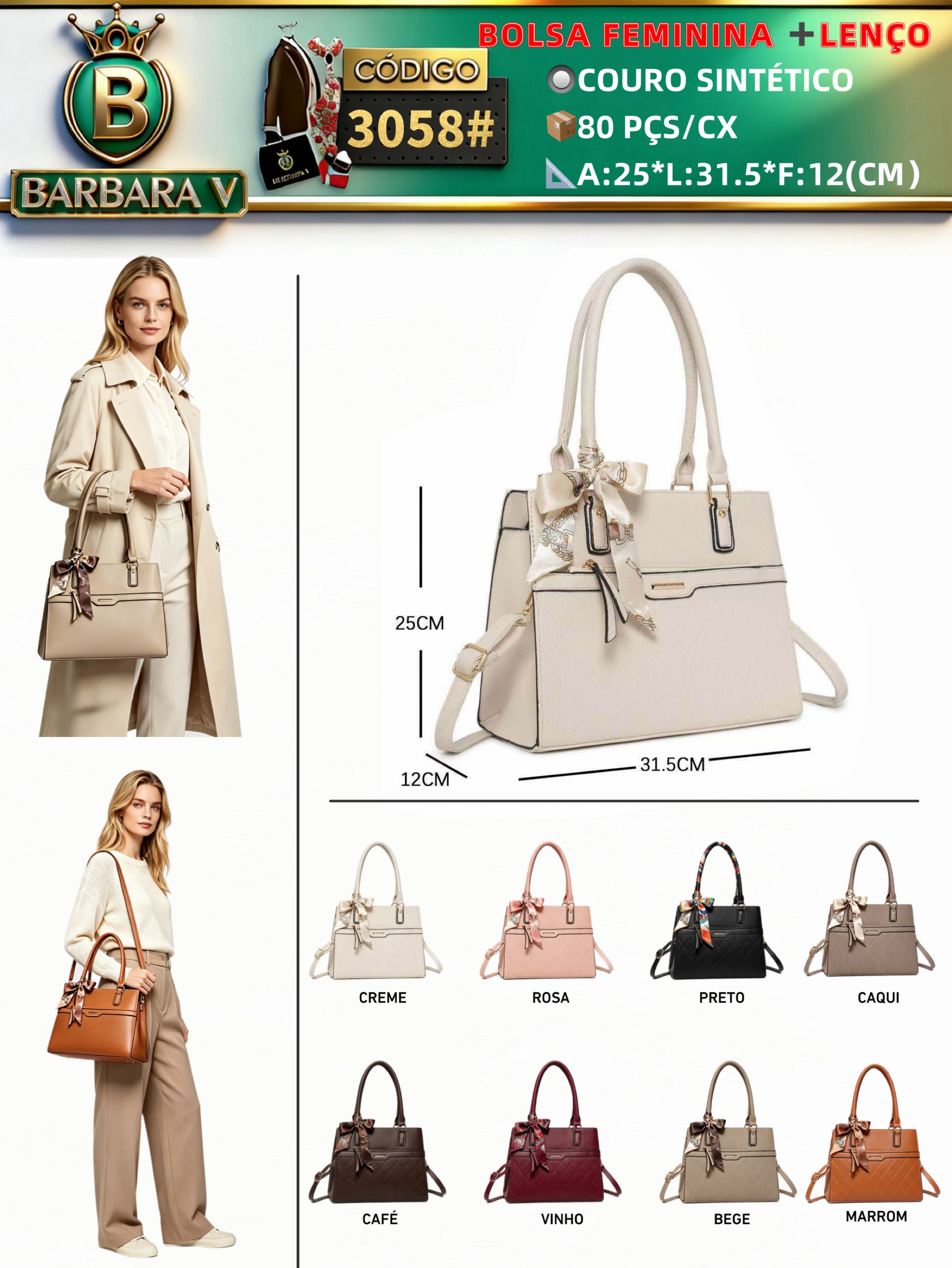 BARBARA V BOLSAS/bolsa feminina com lenço(3058#)