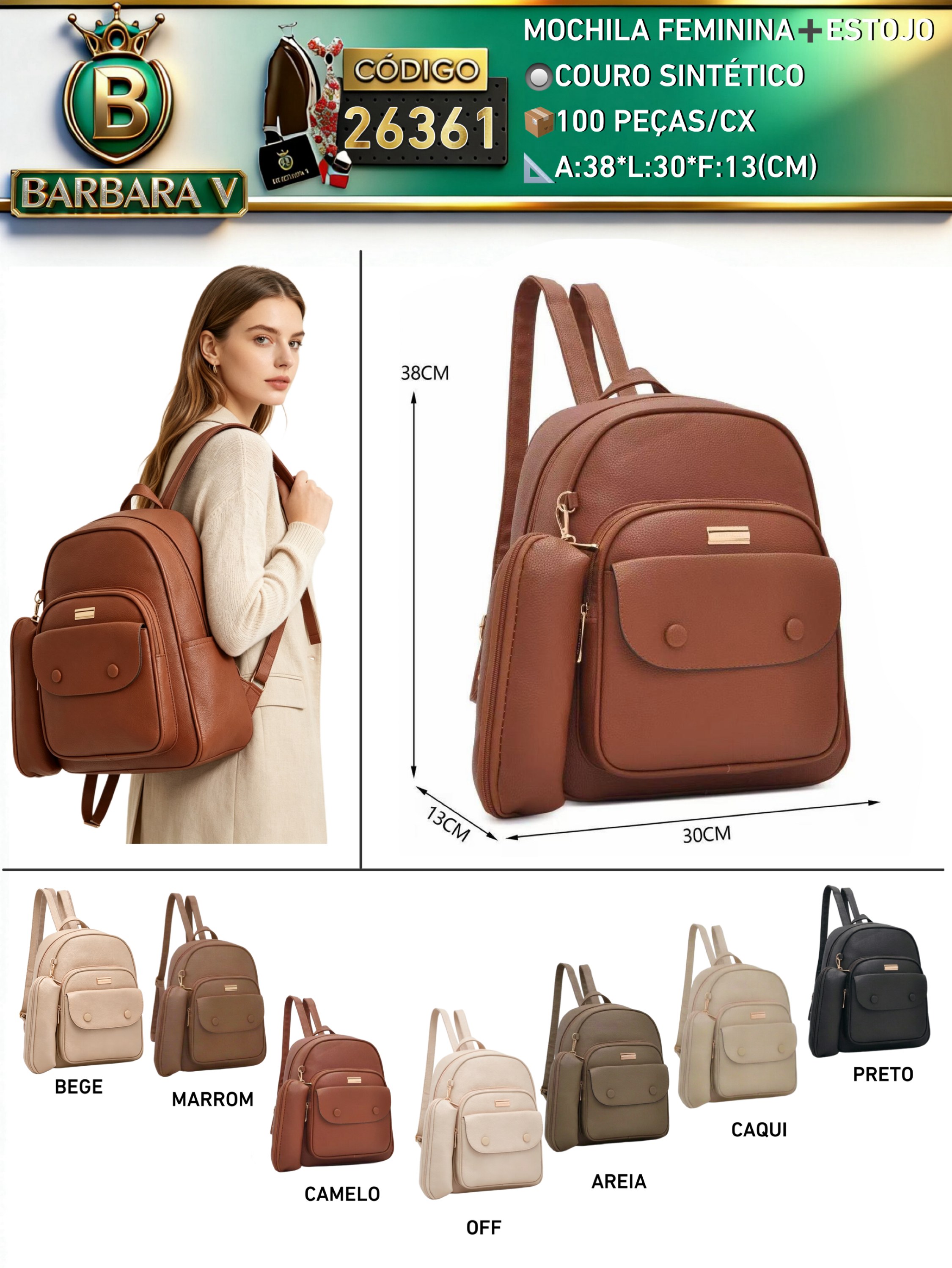 BARBARA V BOLSAS/Mochila com estojo(26361)