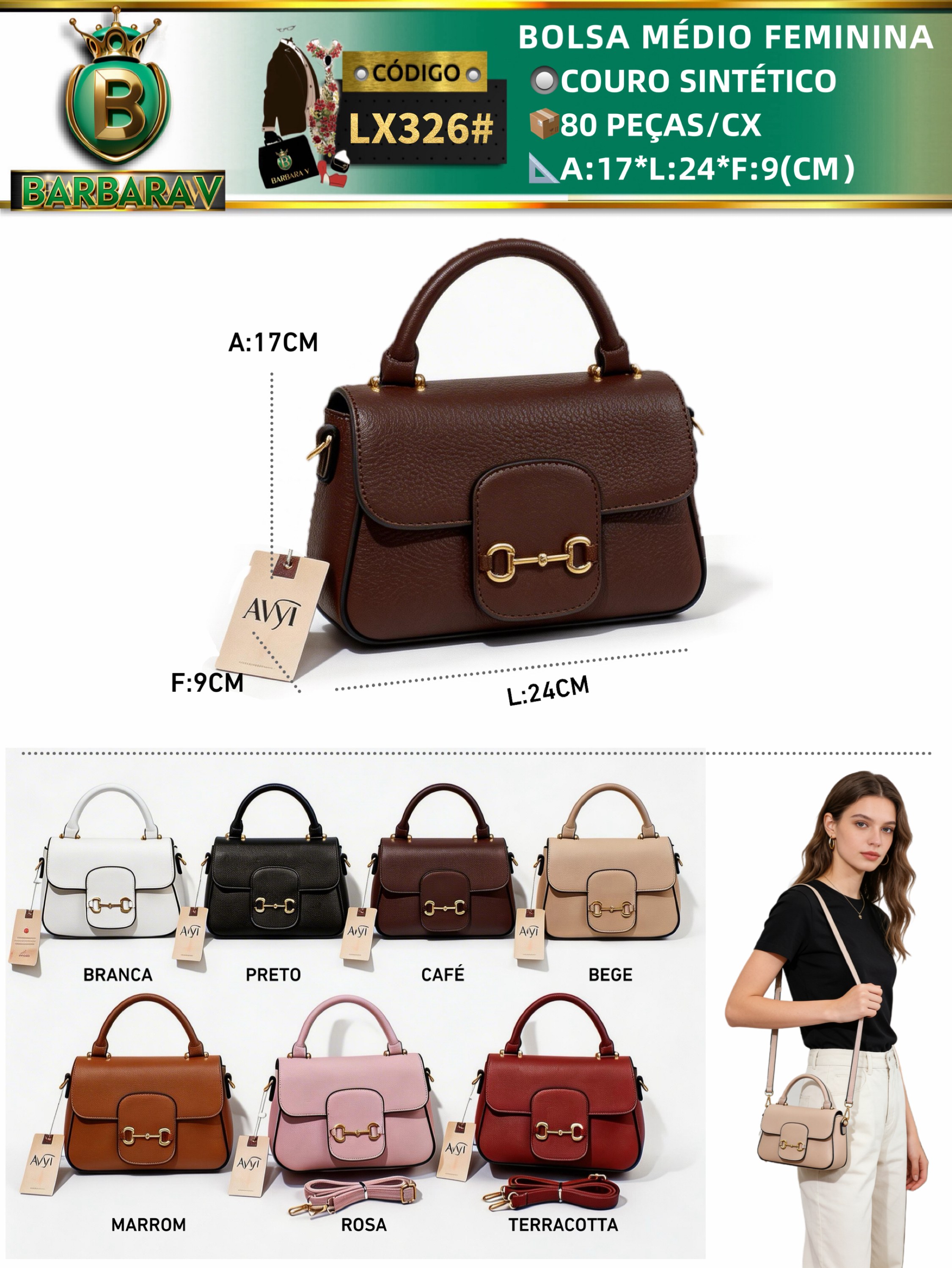 BARBARA V BOLSAS:bolsinha feminina (LX326#)