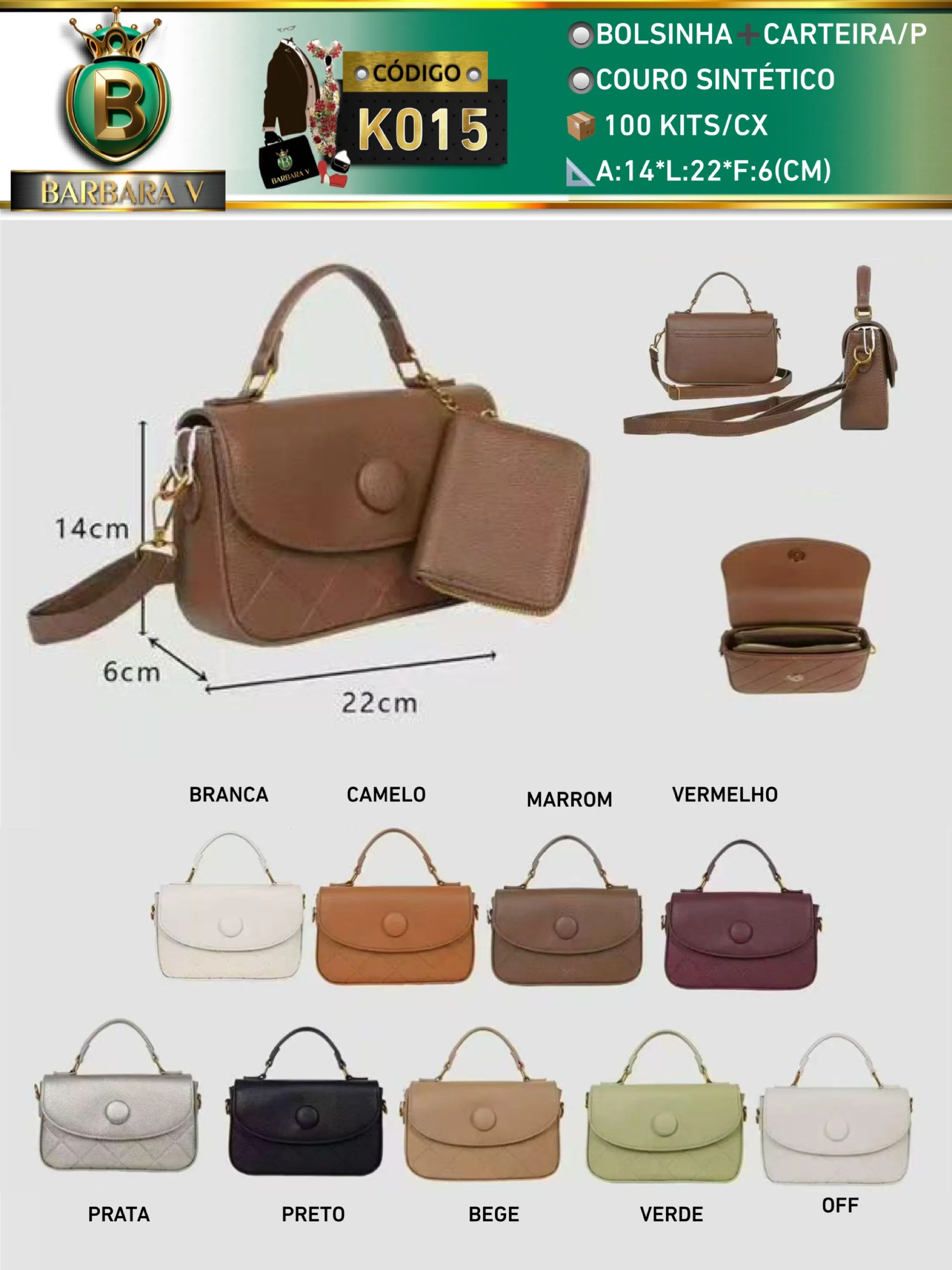kit 2 peças bolsinha com carteira pequena(K015)