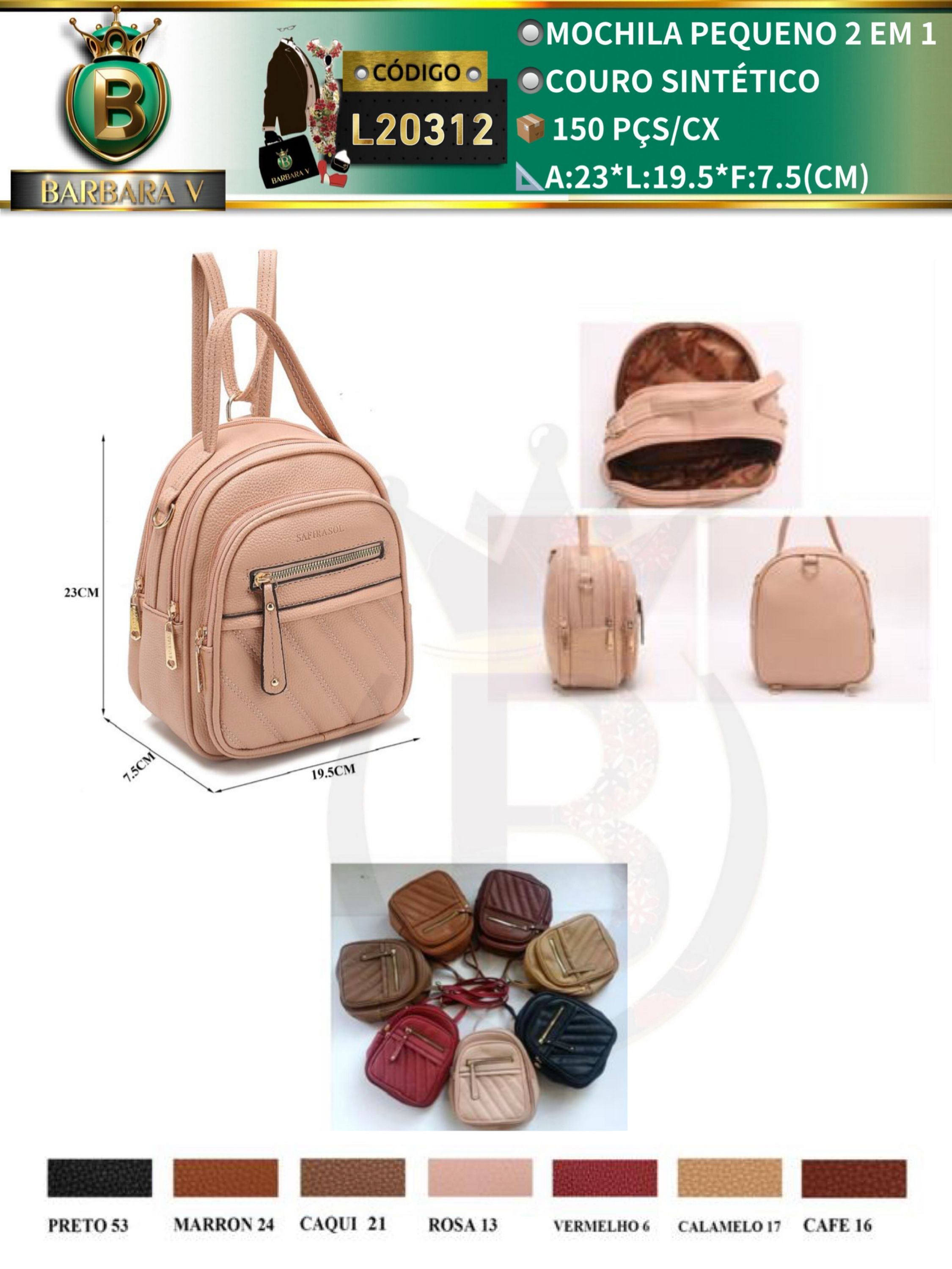 BARBARA V BOLSAS/mochila pequena 2 em 1(L20312)