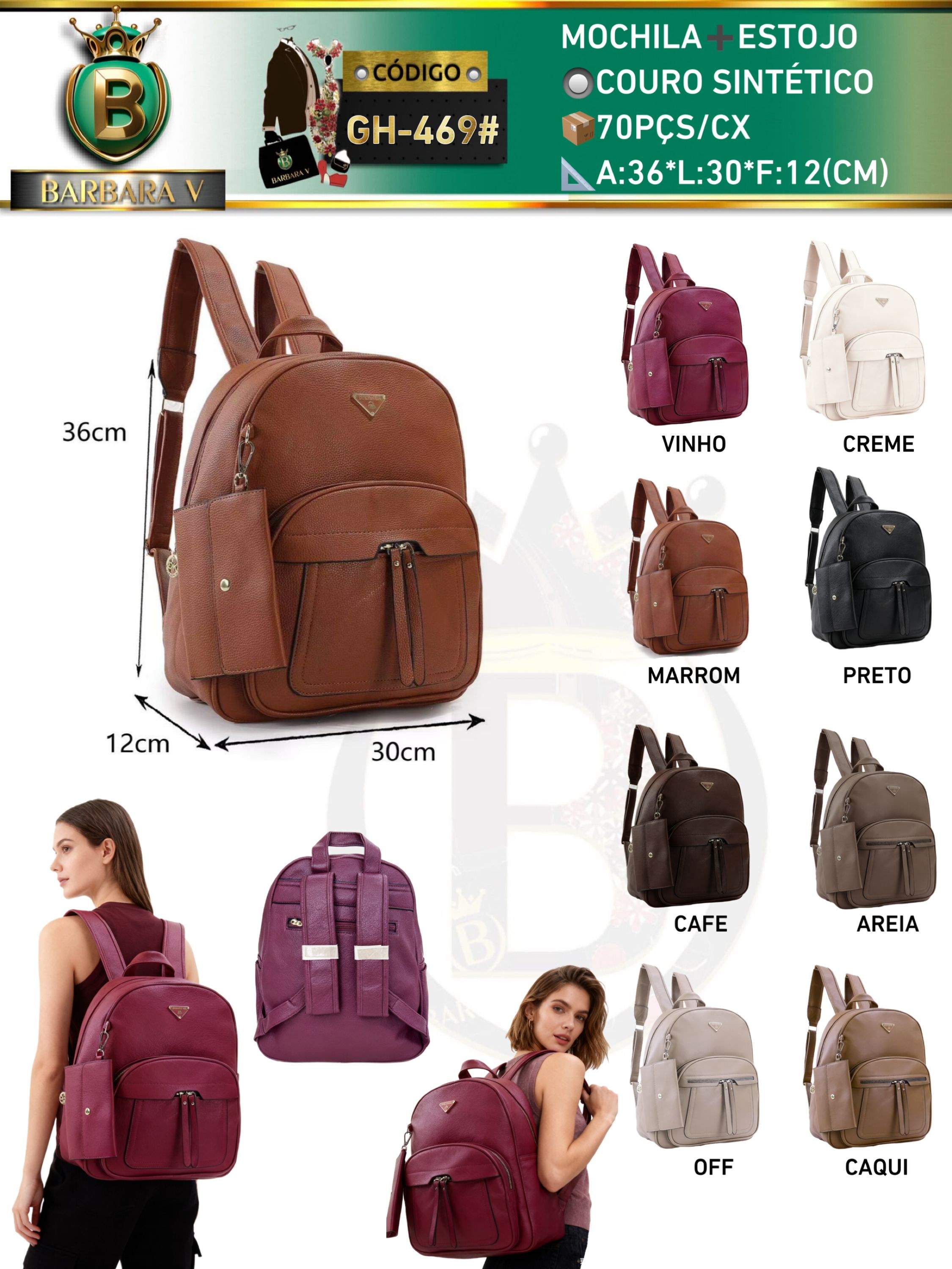 BARBARA V BOLSAS/mochila feminina com estojo(GH-469#)