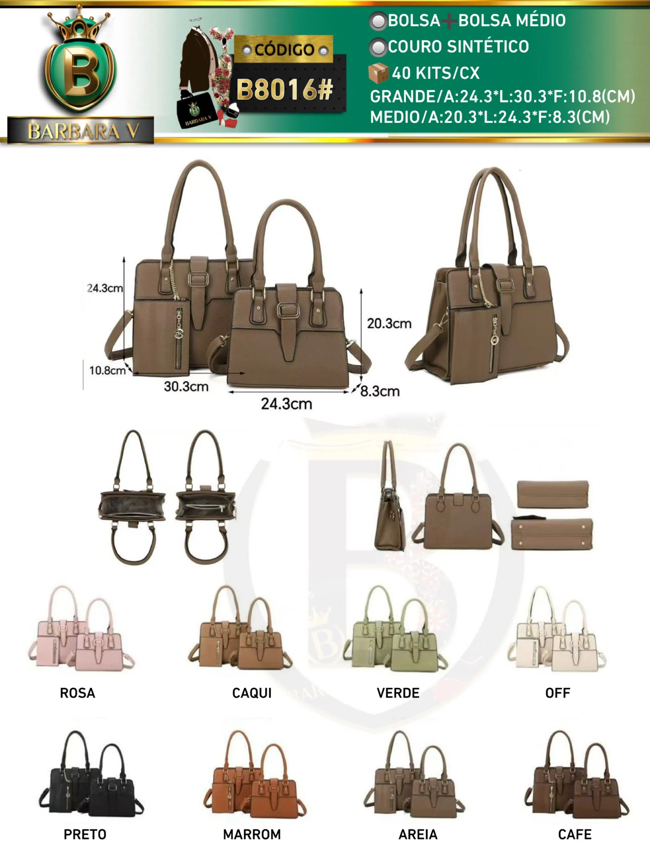 BARBARA V BOLSAS/Kit bolsa+bolsa médio(B8016#)