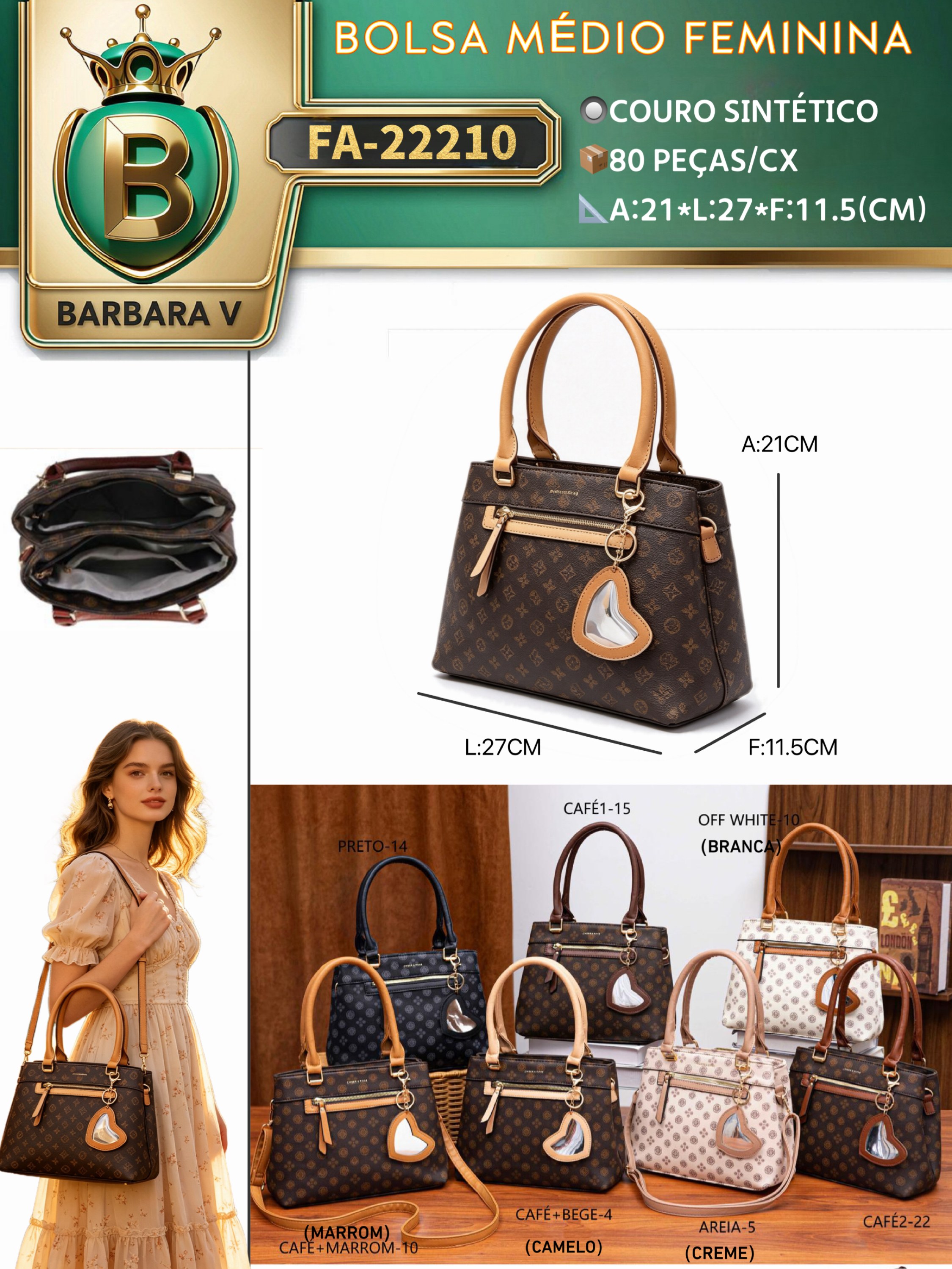 BARBARA V BOLSAS/bolsa médio feminina(FA-22210)
