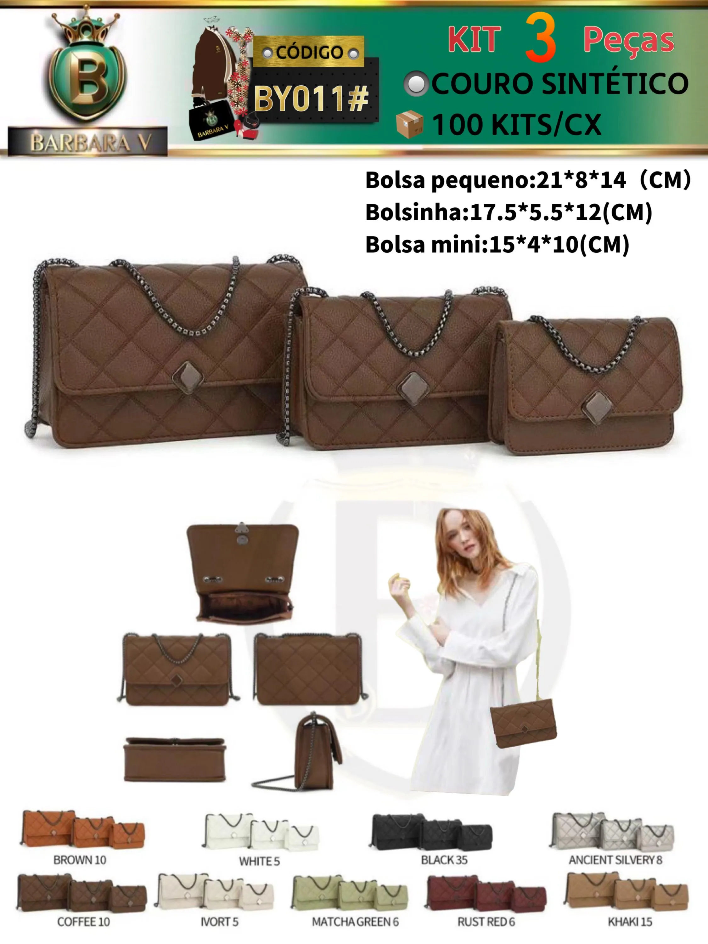 BARBARA V BOLSAS/bolsinha kit 3 peças (BY011#)