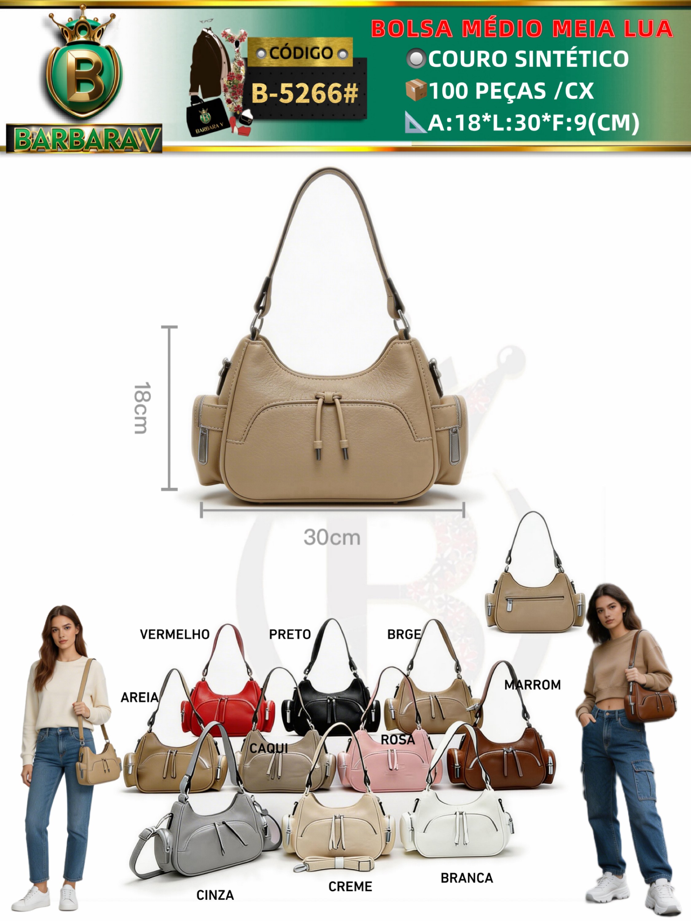 BARBARA V BOLSAS/bolsa médio feminina(B-5266#)