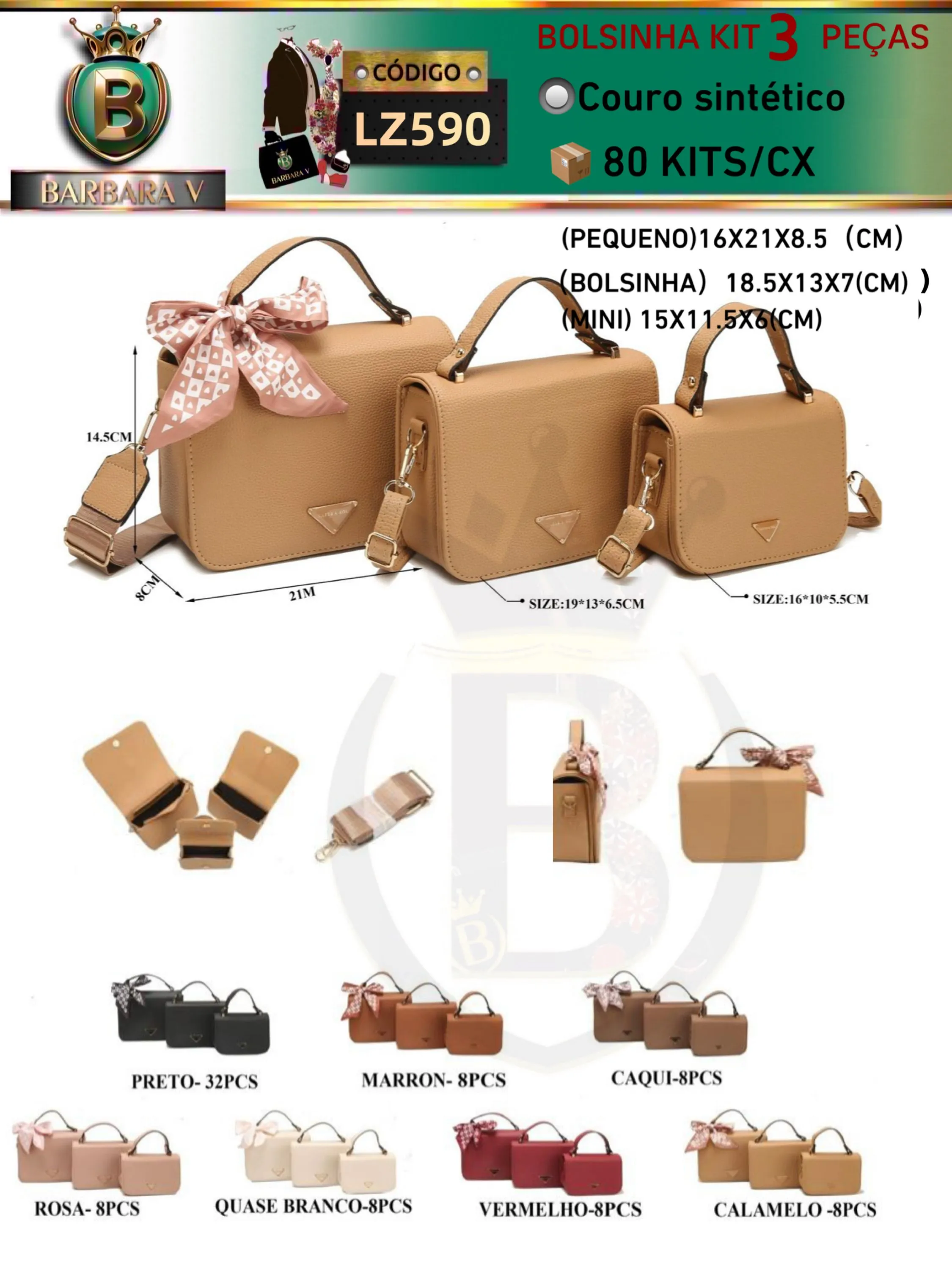 BARBARA V BOLSAS/kit Bolsinha 3 peças(LZ590)