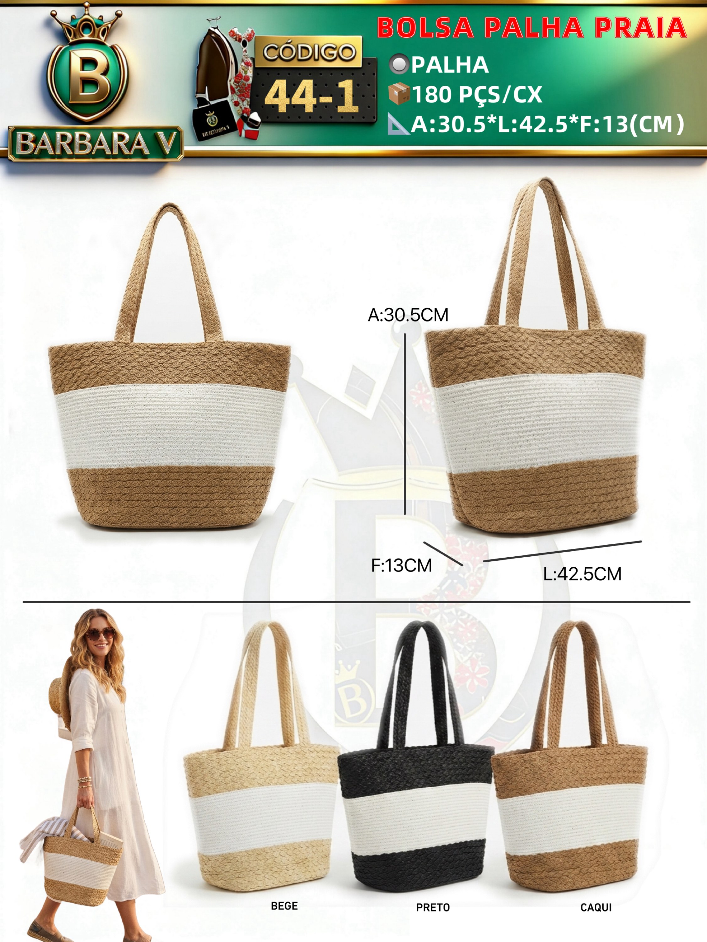BARBARA V BOLSAS/bolsa palha praia(44-1)