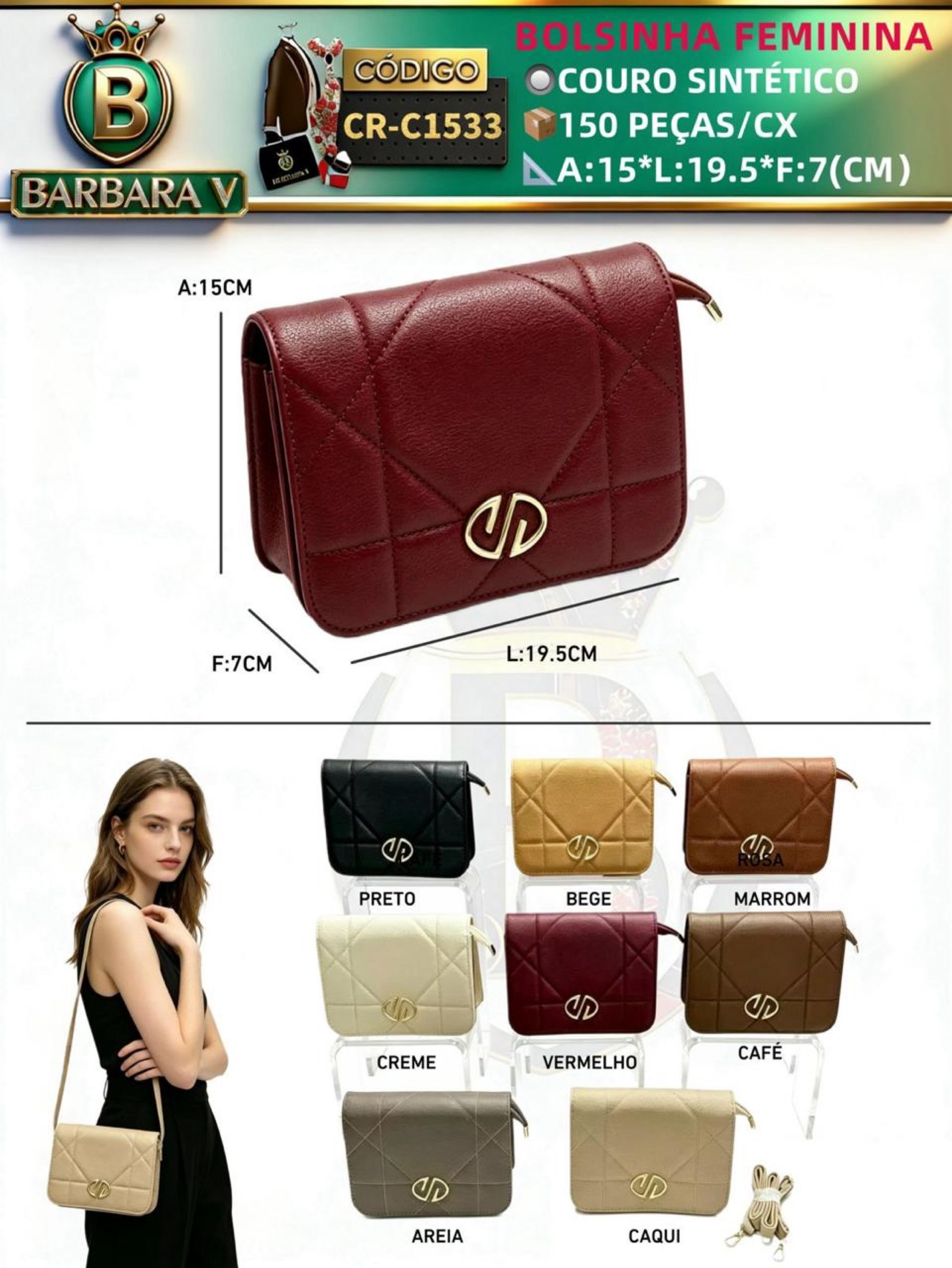 BARBARA V BOLSAS/bolsinha feminina (CR-C1533)