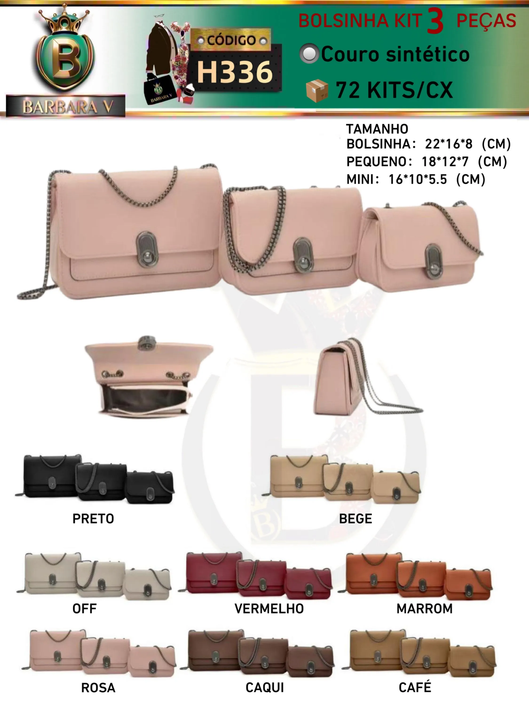 BARBARA V BOLSAS/kit bolsinha 3 peças(H336)
