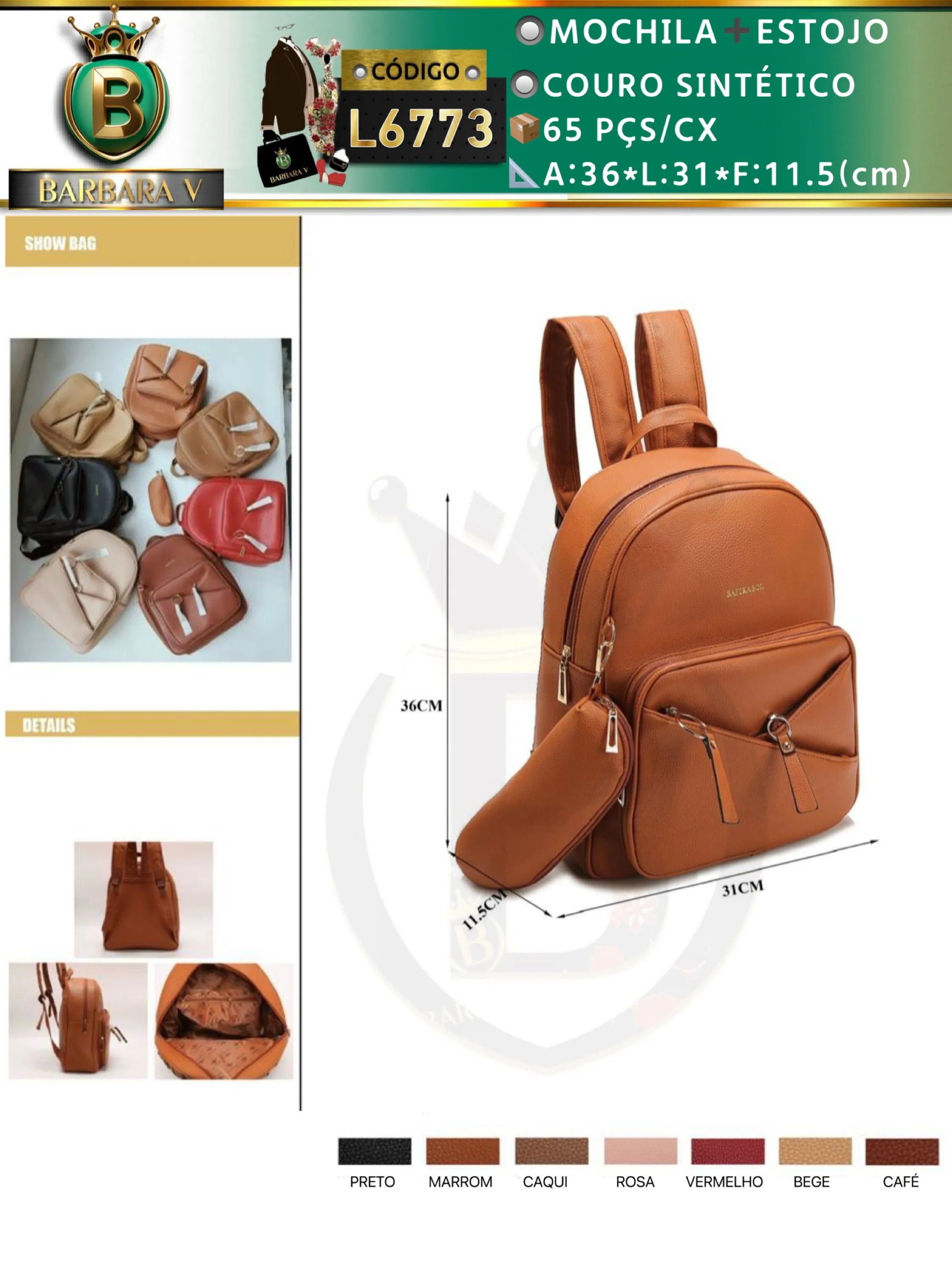BARBARA V BOLSAS/mochila feminina com estojo(L6773)