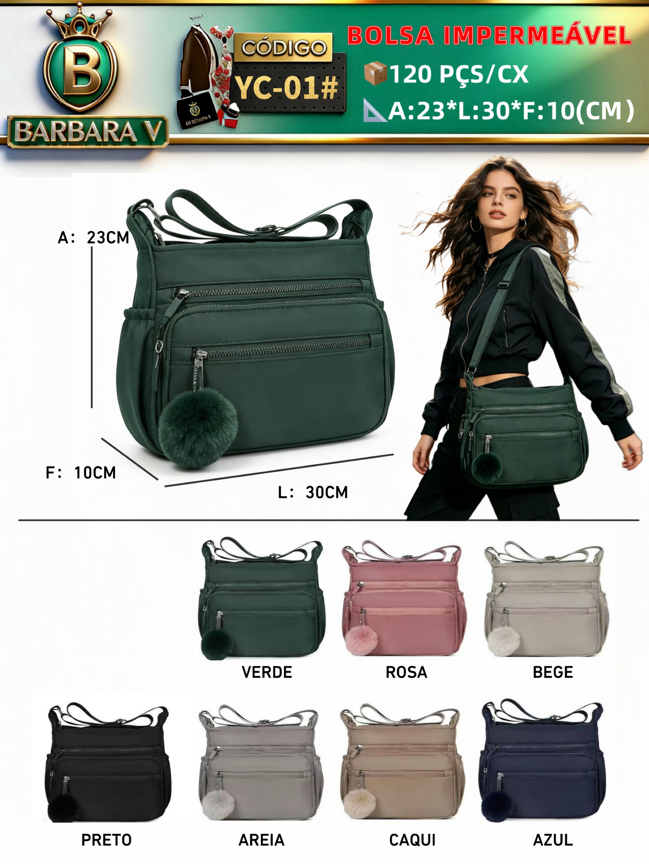 BARBARA V BOLSAS/bolsa impermeável (YC-01#)