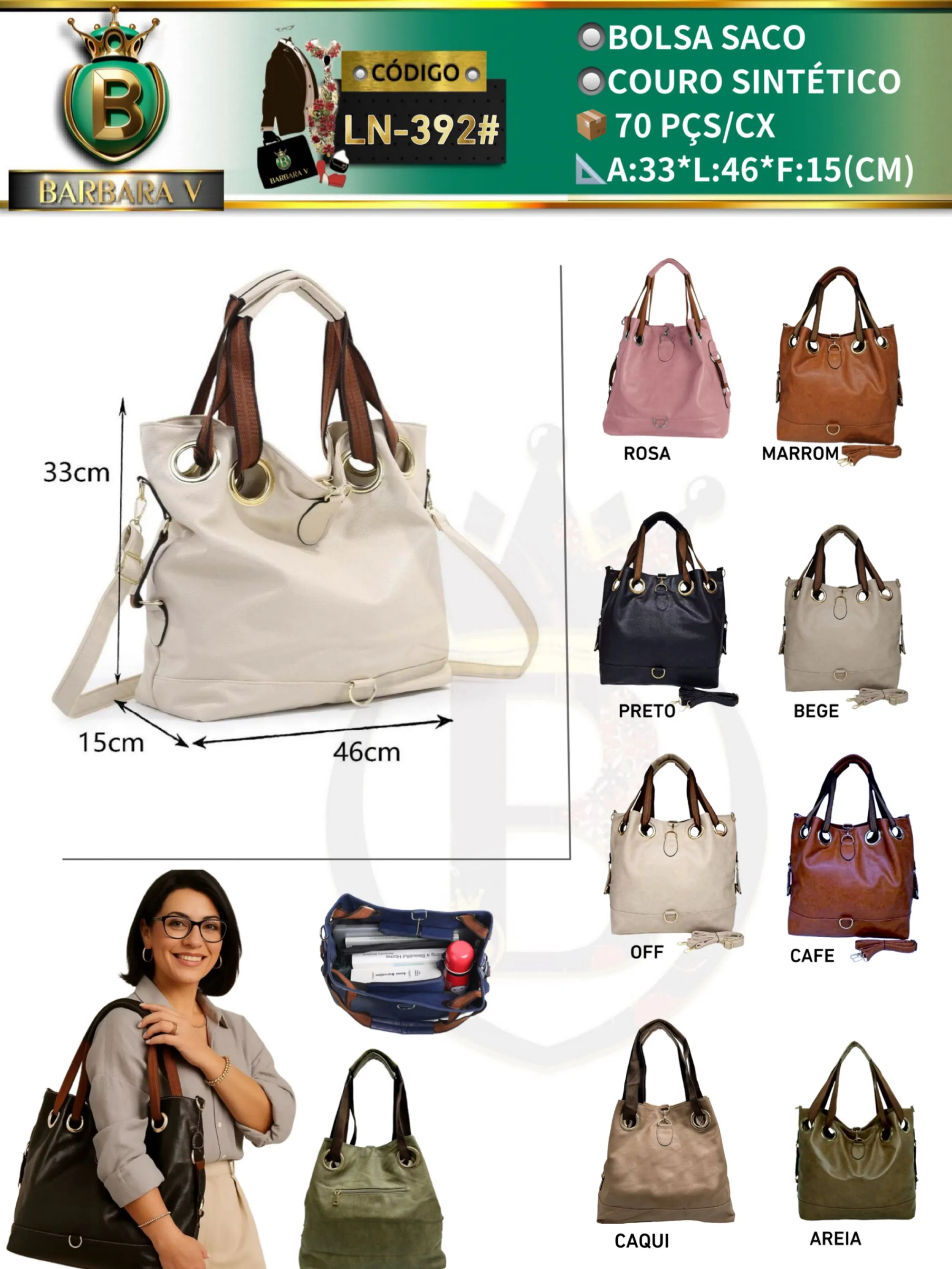 BARBARA V BOLSAS/bolsa saco feminino(LN-392#)