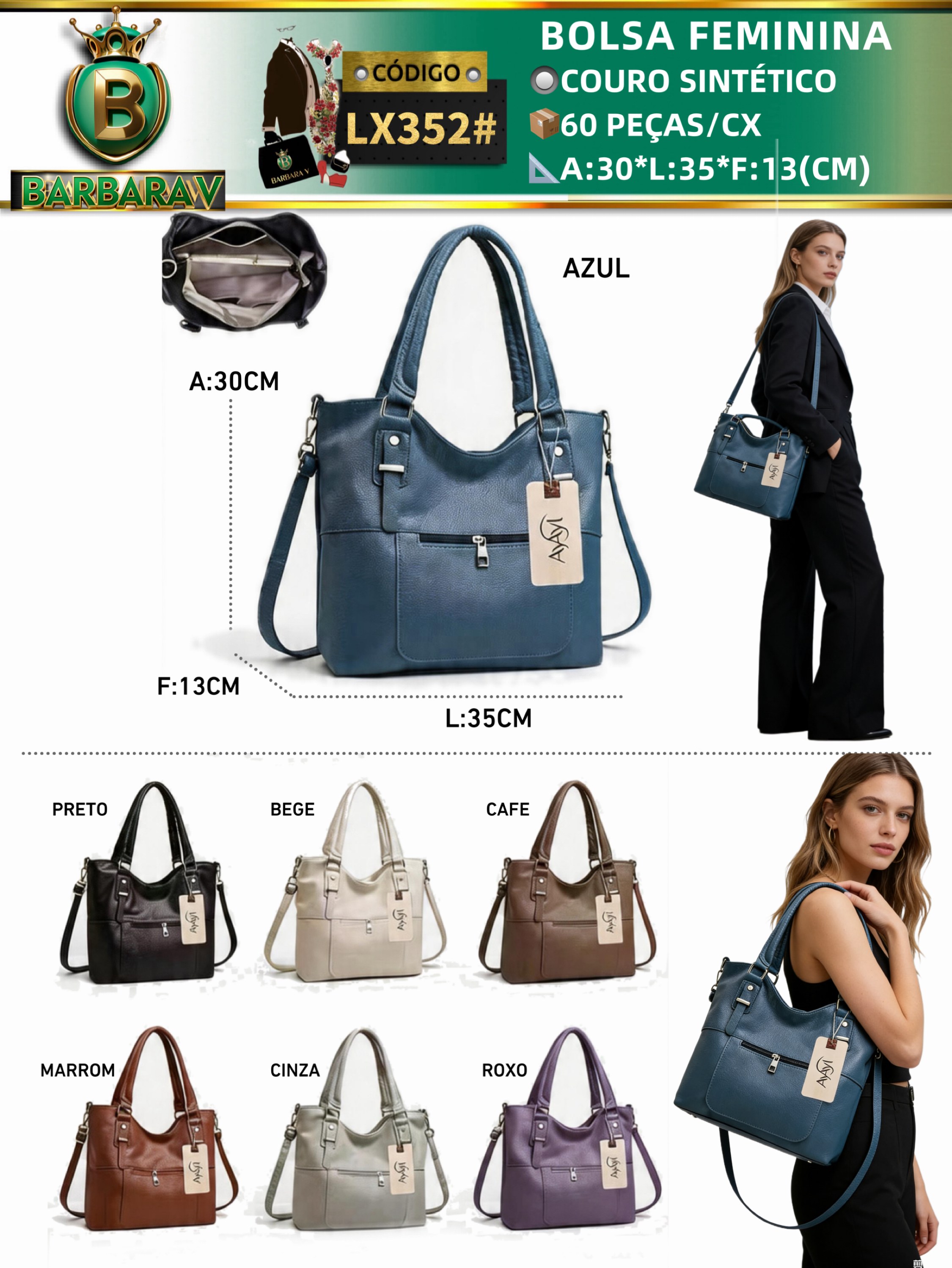 BARBARA V BOLSAS/bolsa feminina(LX352#)