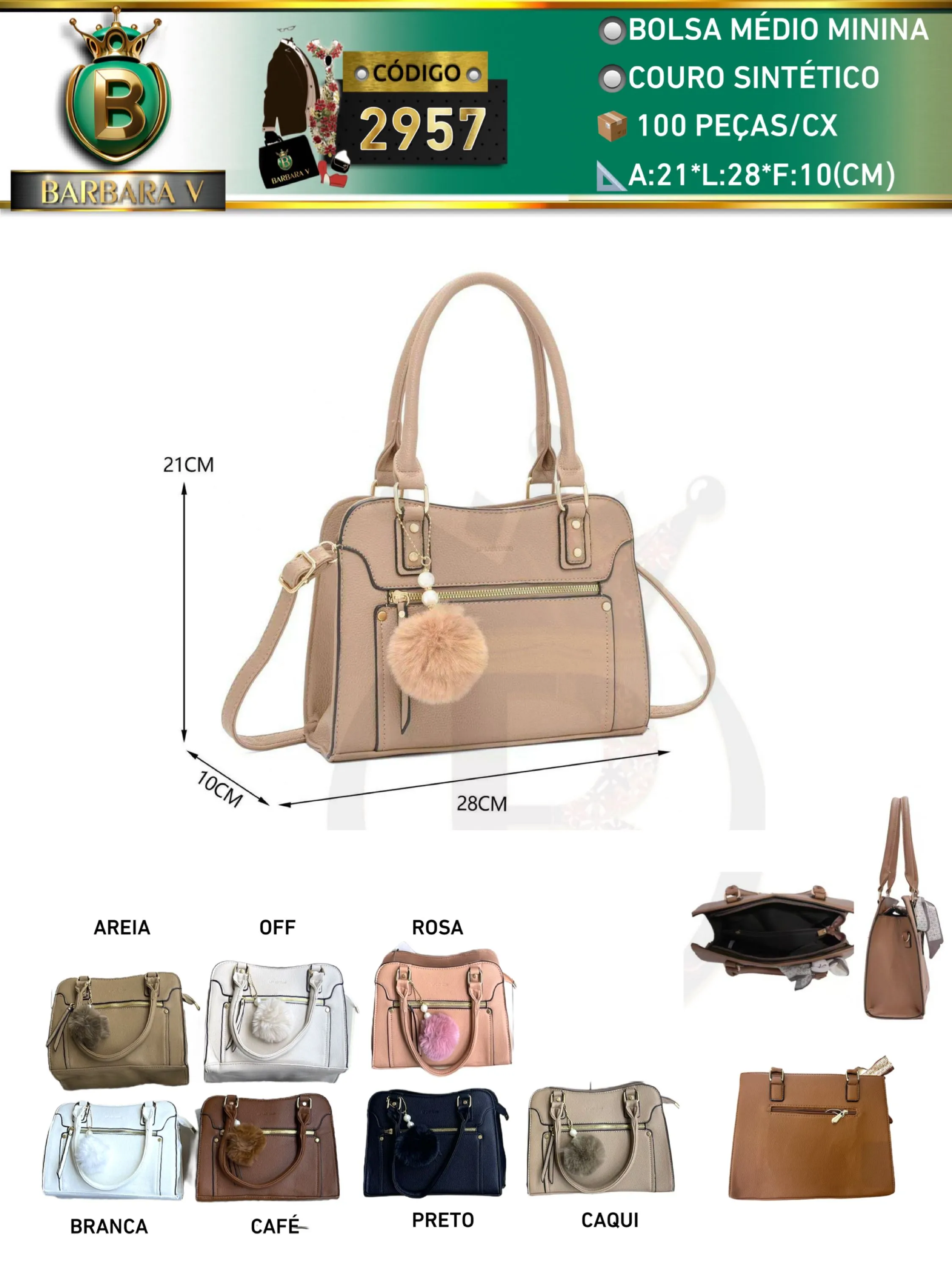 BARBARA V BOLSAS/Bolsa médio feminina (2957)