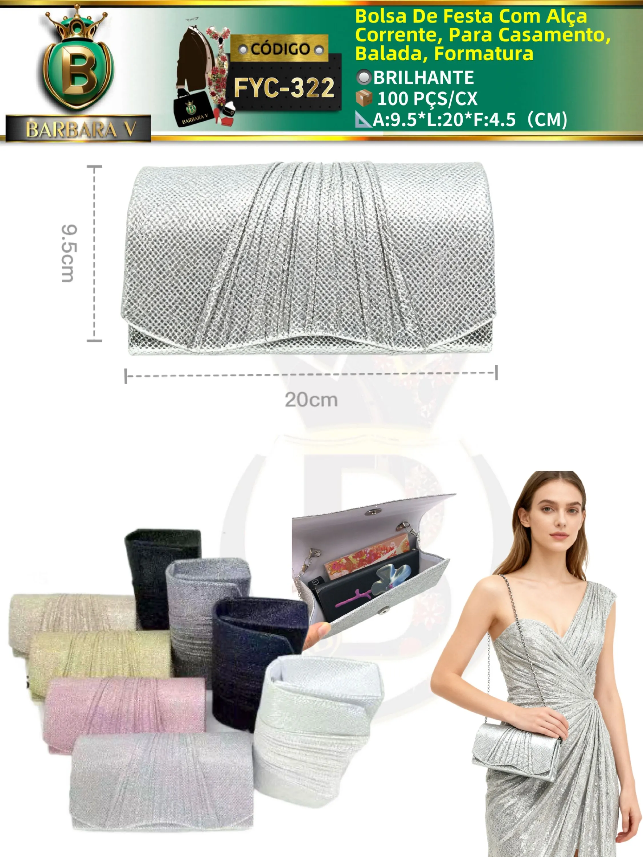 bolsinha de Festa Com Alça Corrente, Para Casamento(FYC-322)