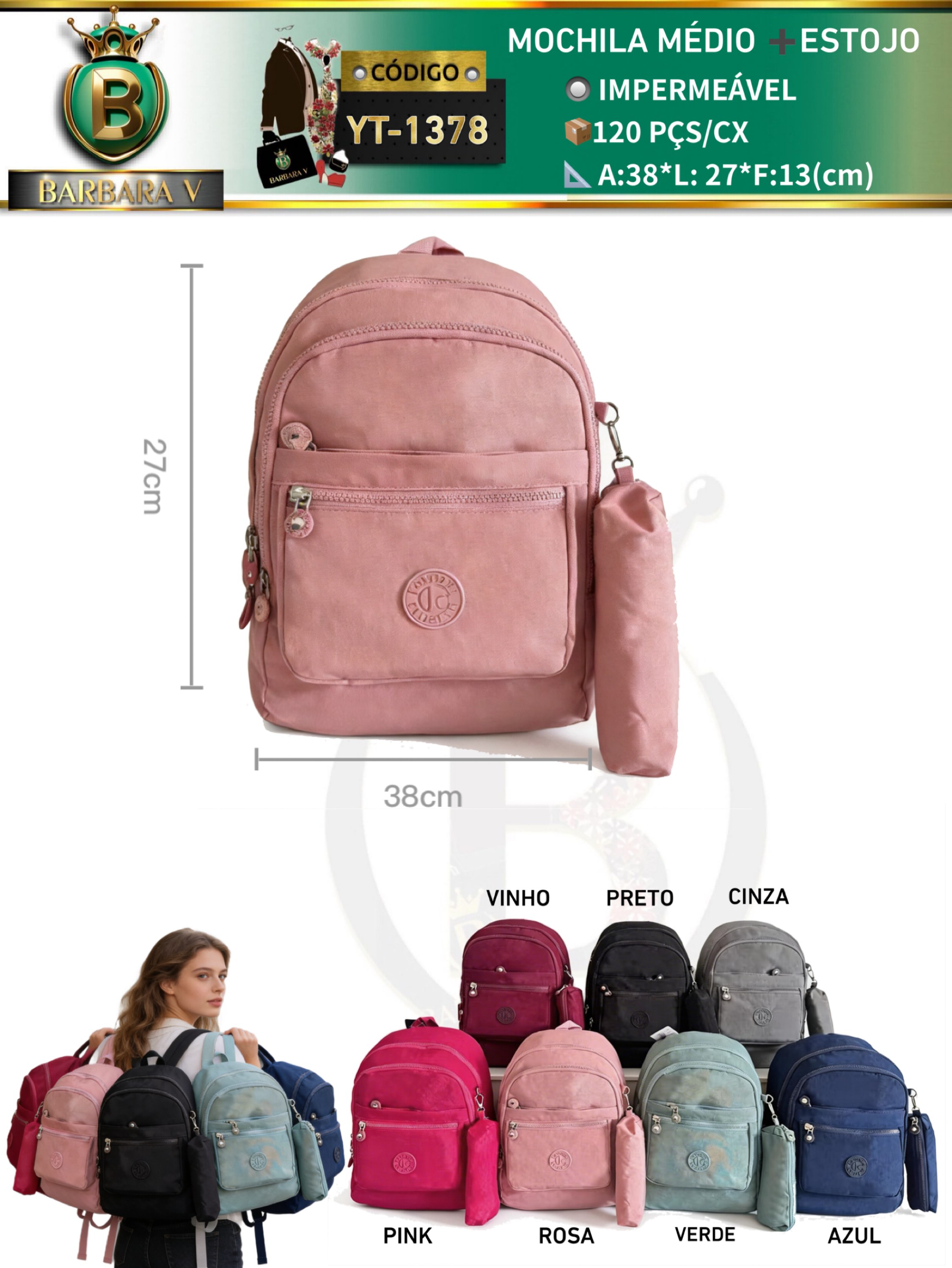 BARBARA V BOLSAS/mochila com estojo(YT-1378)