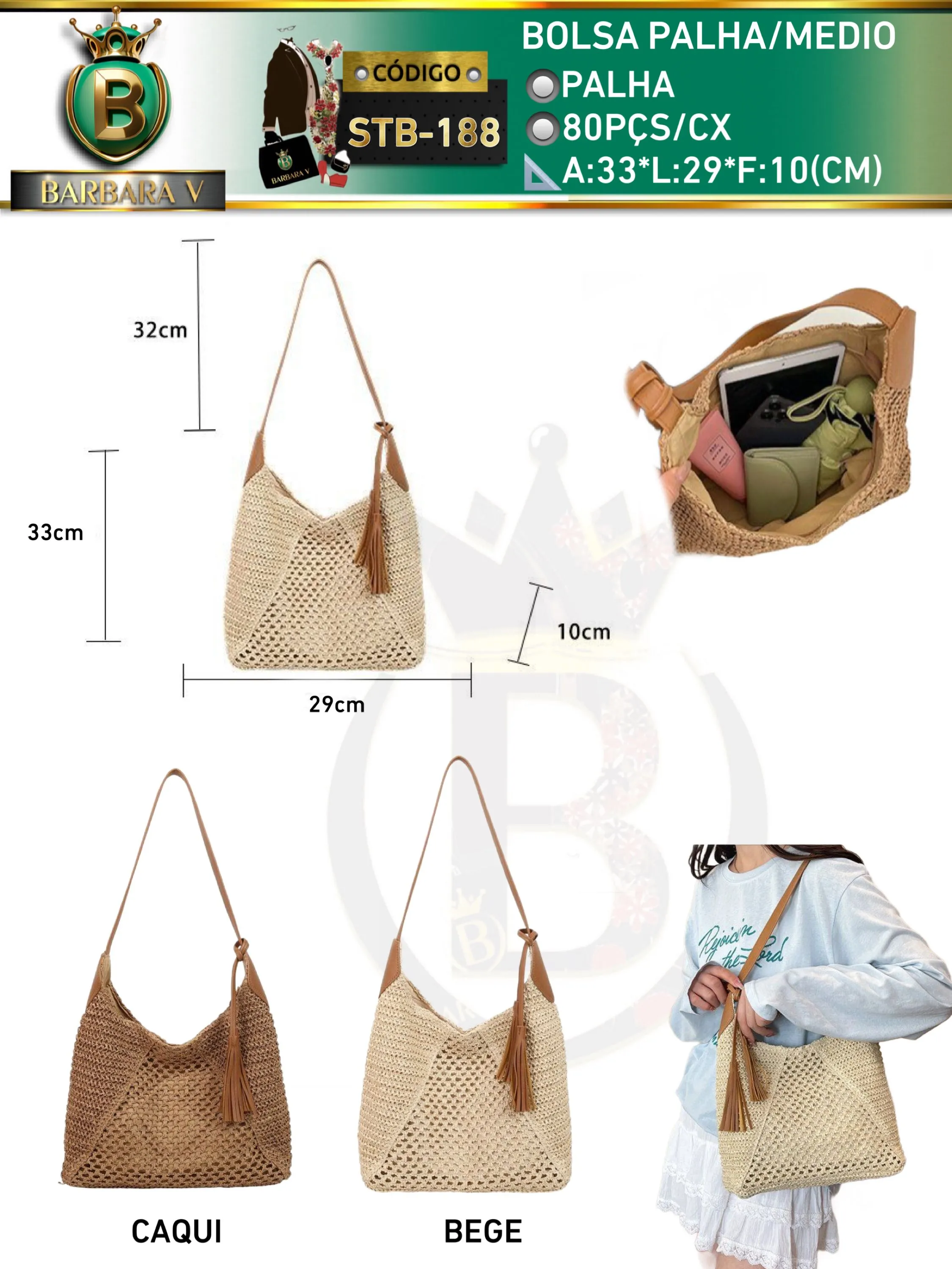 BARBARA V BOLSAS/bolsa palha(STB-188)