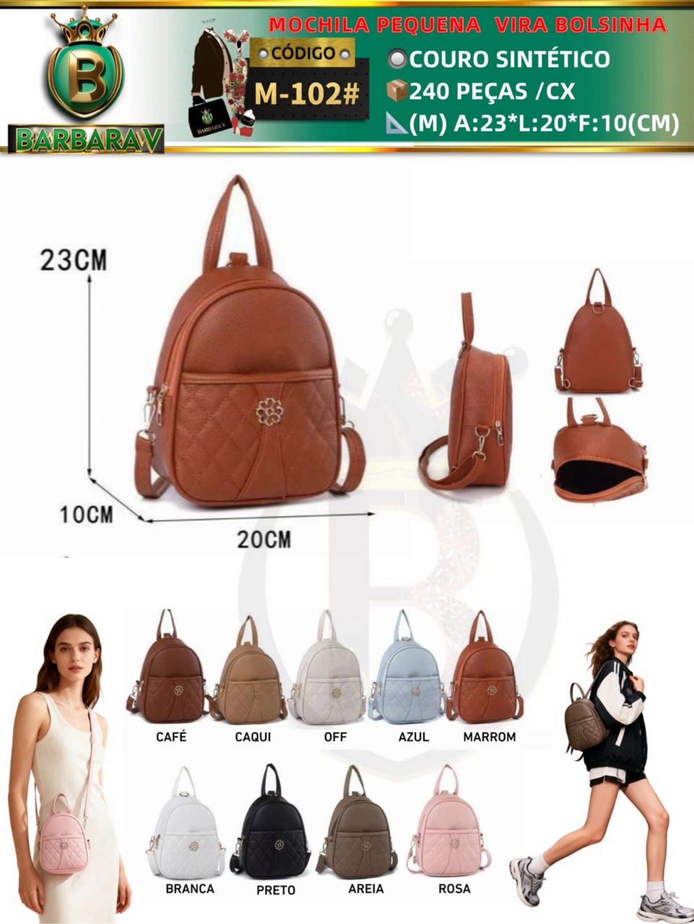 BARBARA V BOLSAS/mochila pequeno vira Bolsinha(M-102#)