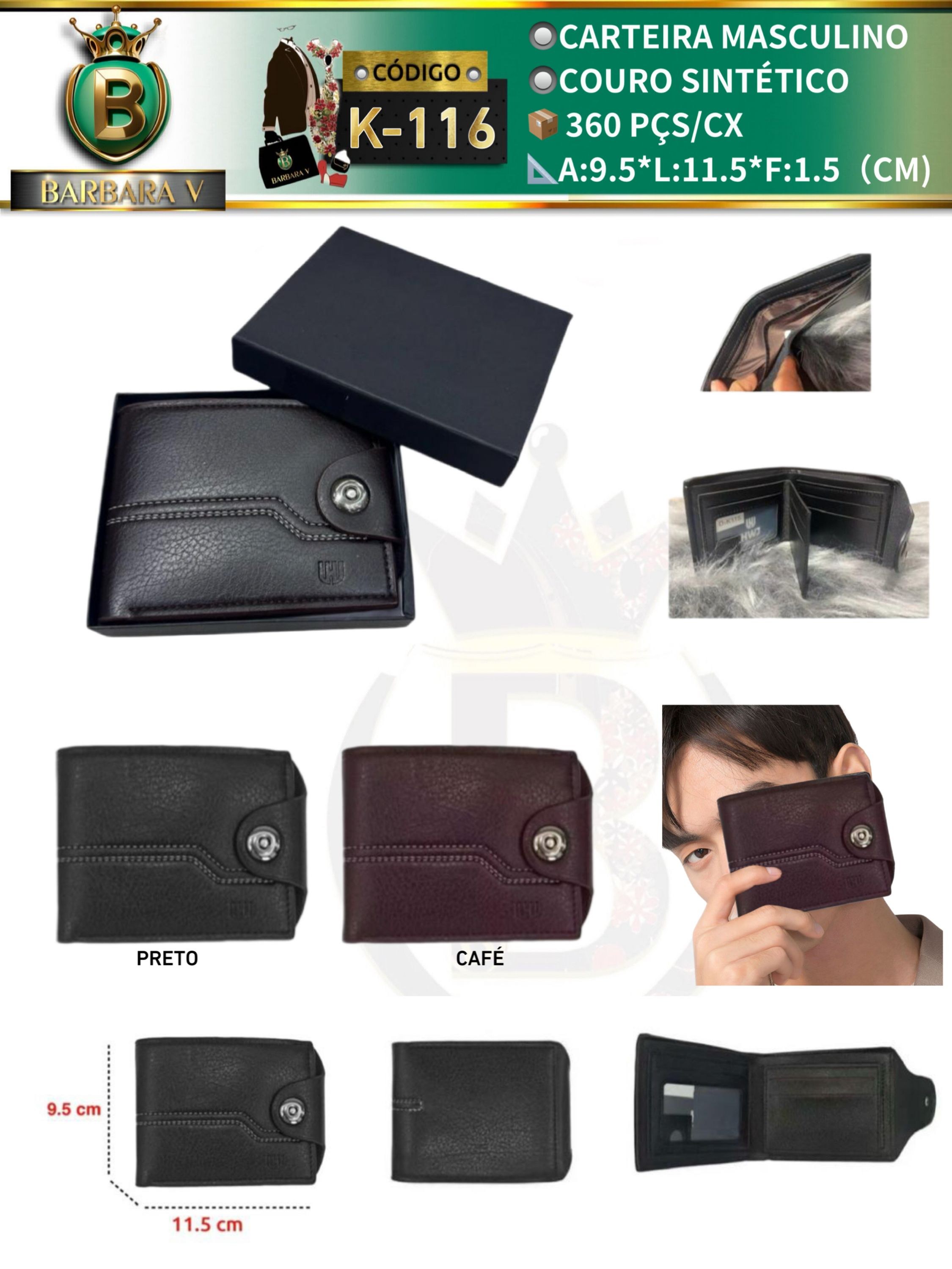 BARBARA V BOLSAS/Carteira masculino (K-116)