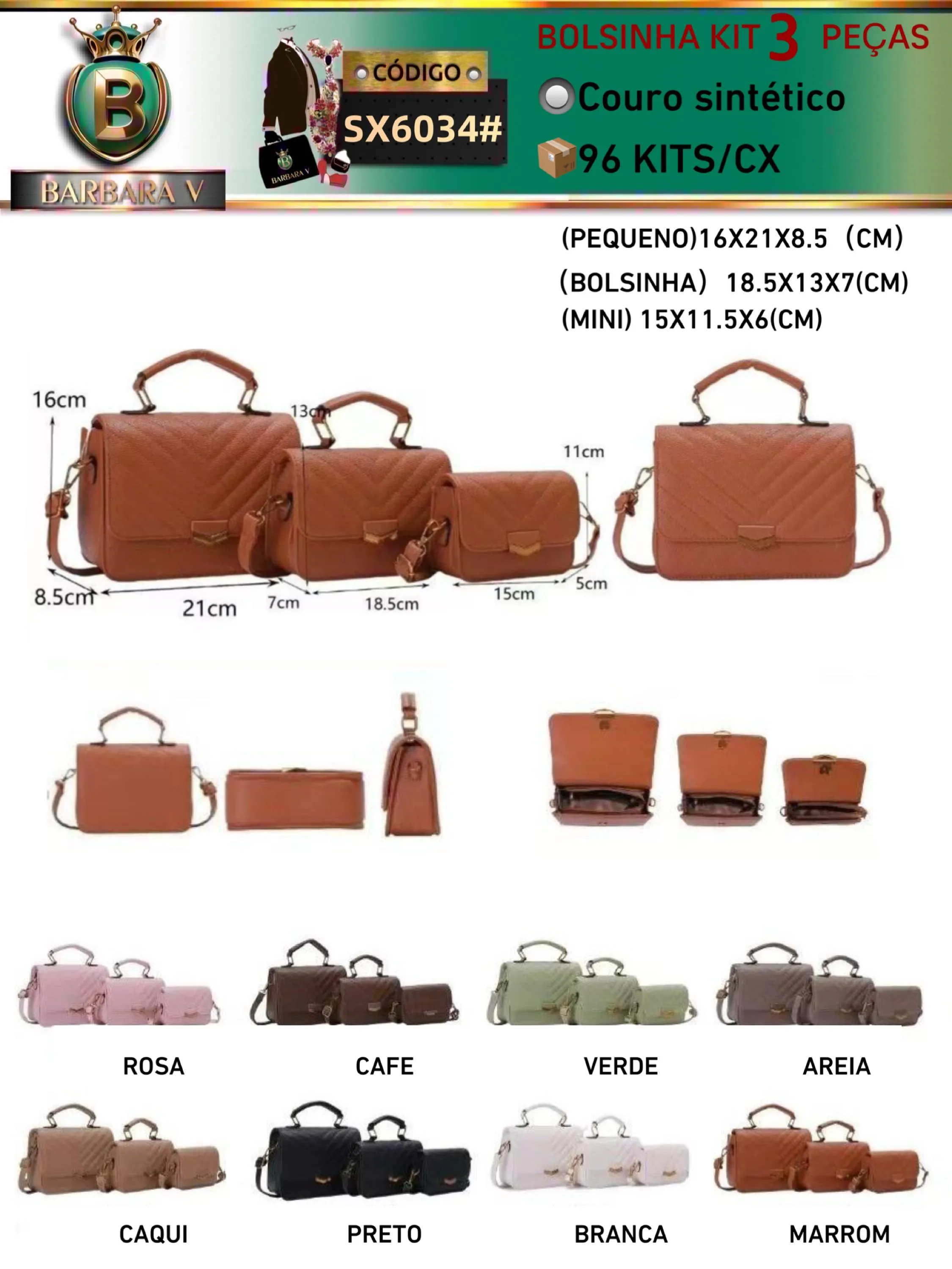 BARBARA V BOLSA/kit Bolsinha 3 zíper(SX6034#)