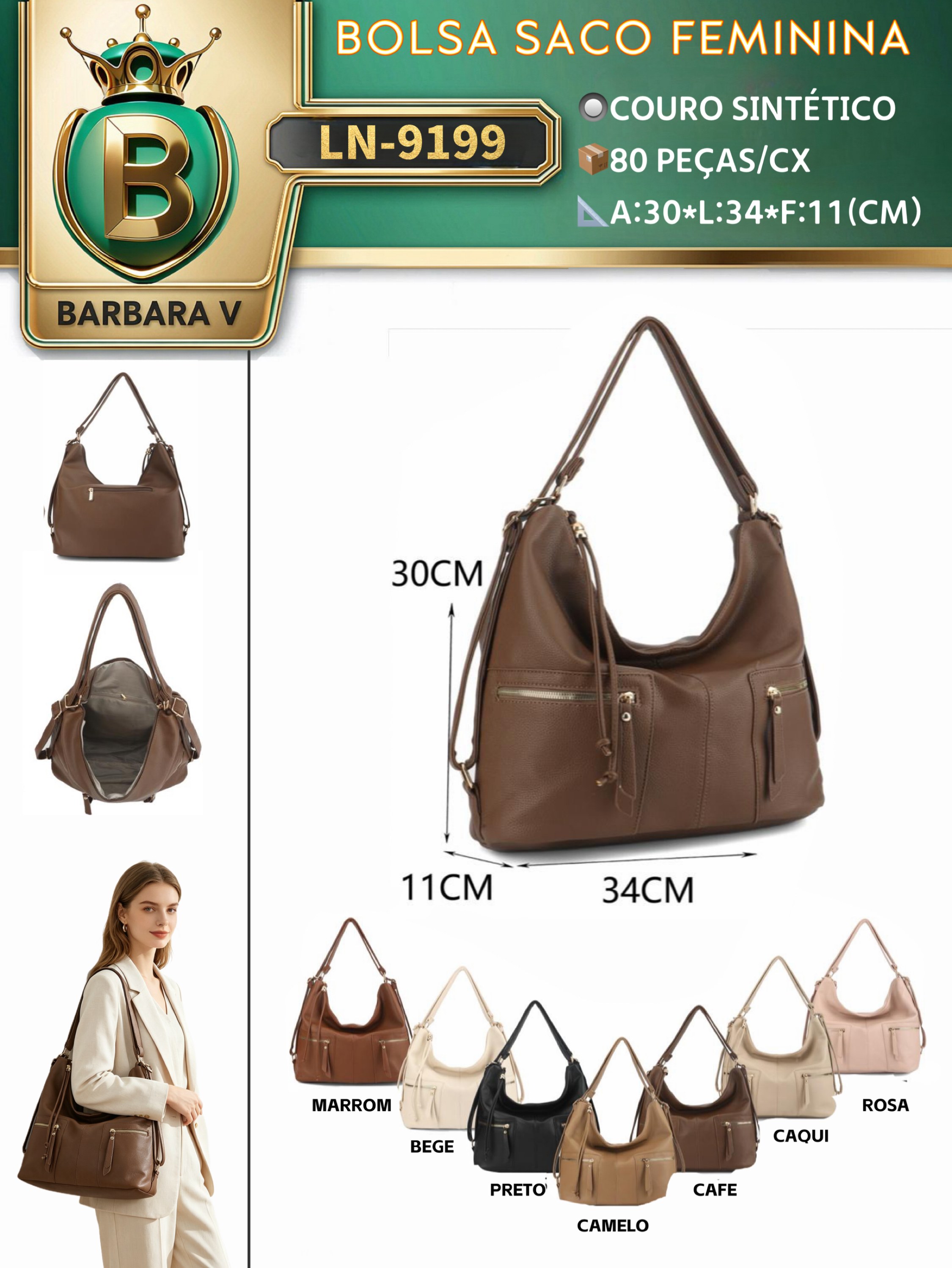 BARBARA V BOLSAS/bolsa saco feminino (LN-9199)