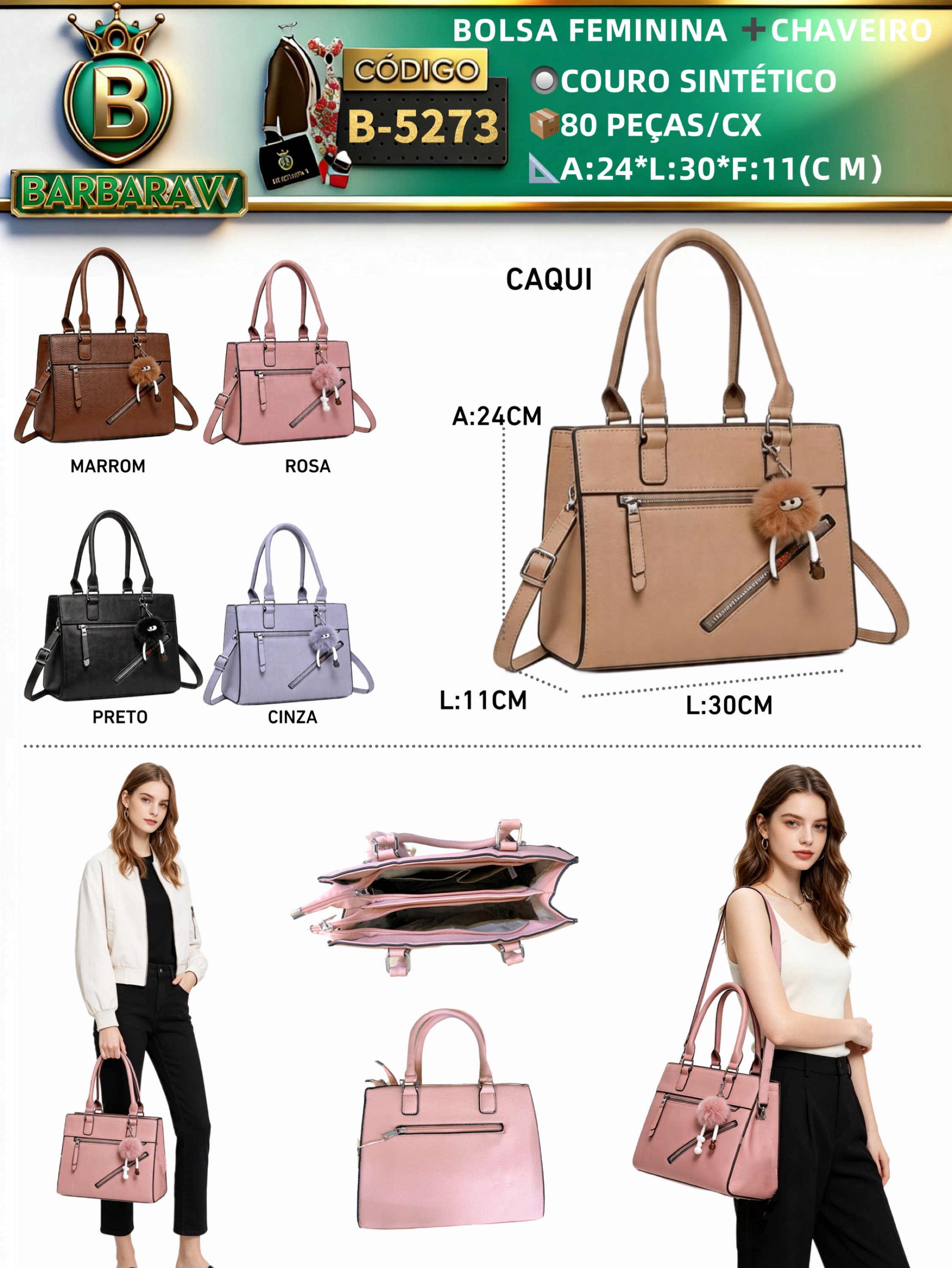 BARBARA V BOLSAS/bolsa feminina com chaveiro(B-5273)