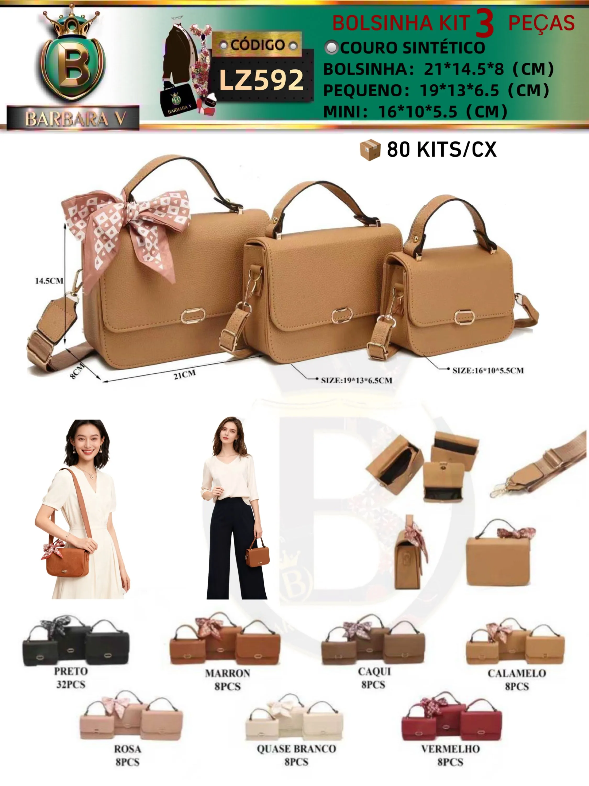 BARBARA V/Bolsinha kit 3 peças(LZ592)
