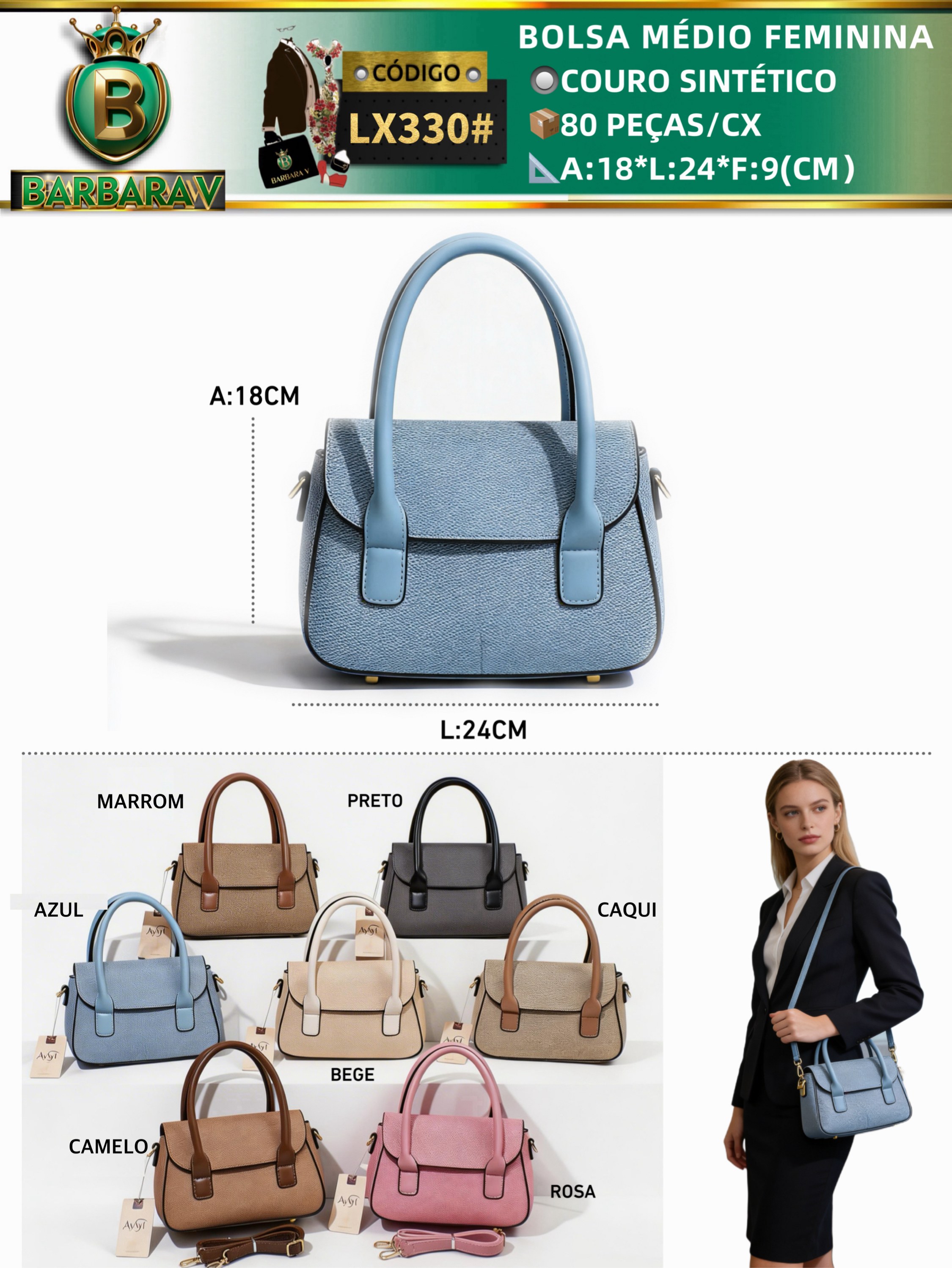 BARBARA V BOLSAS/bolsa médio feminina(LX330#)