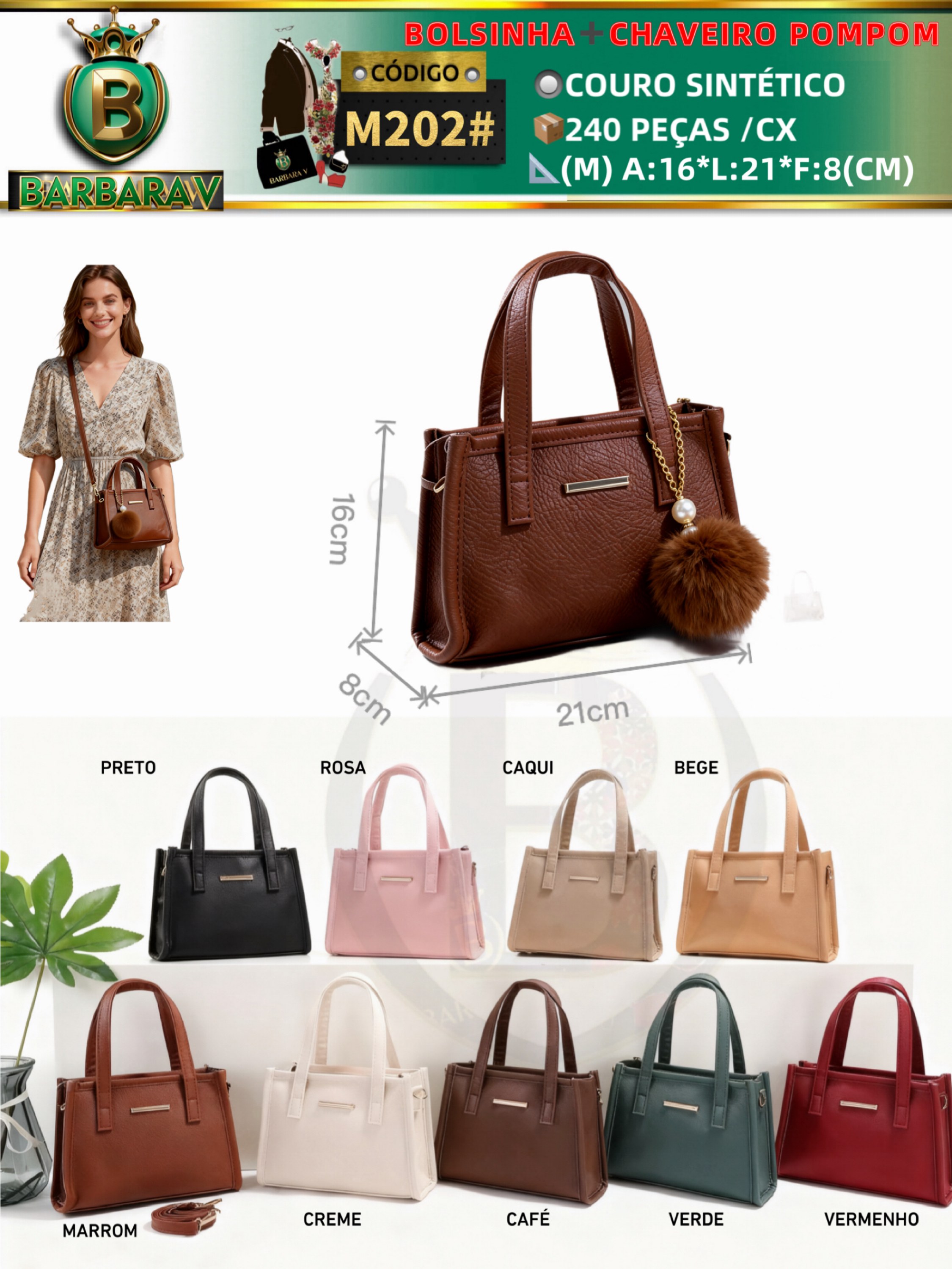 BARBARA V /bolsinha feminina com chaveiro pompom(M202#)