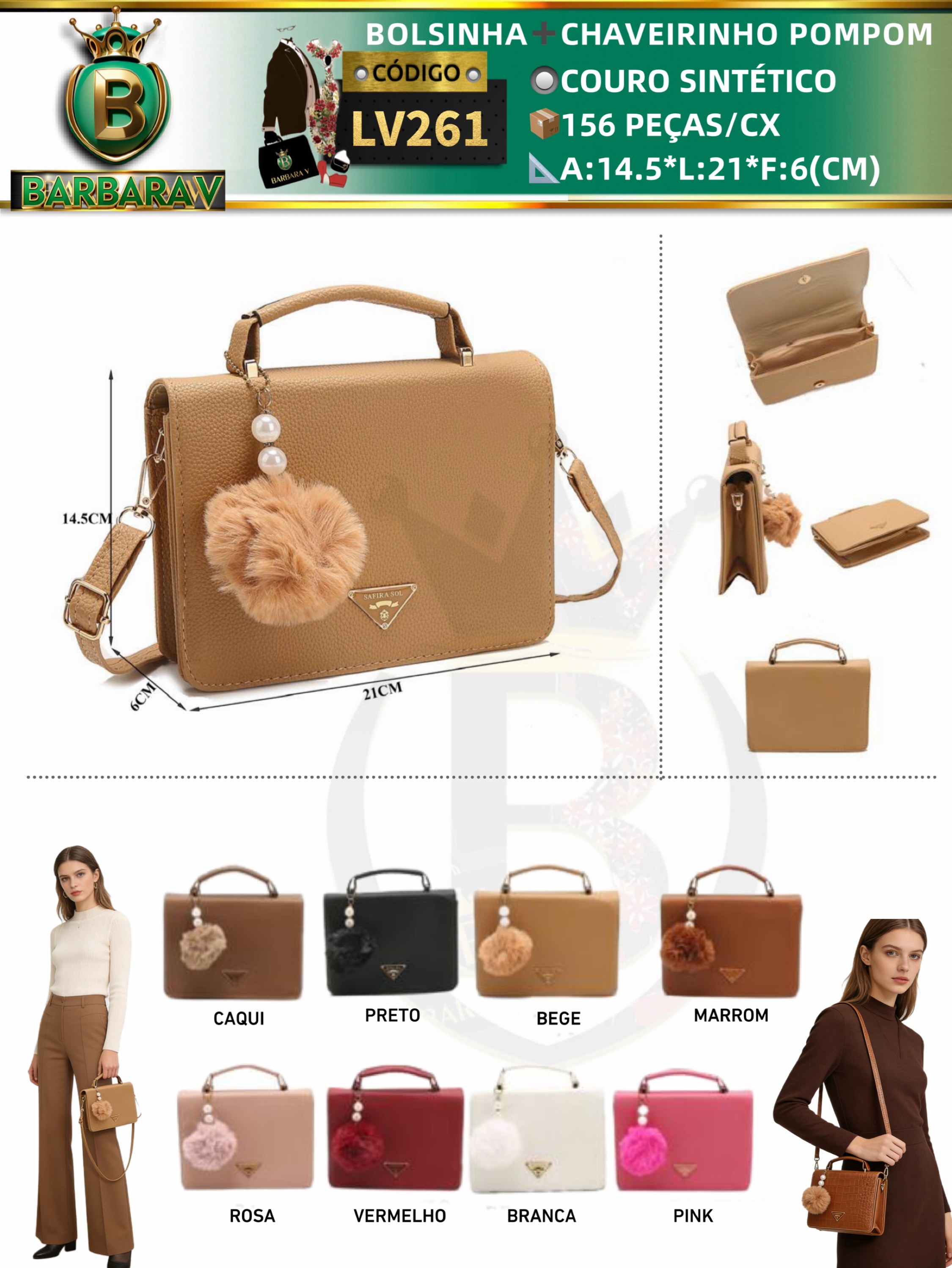BARBARA V BOLSAS/bolsinha com chaveiro pompom (LV261)
