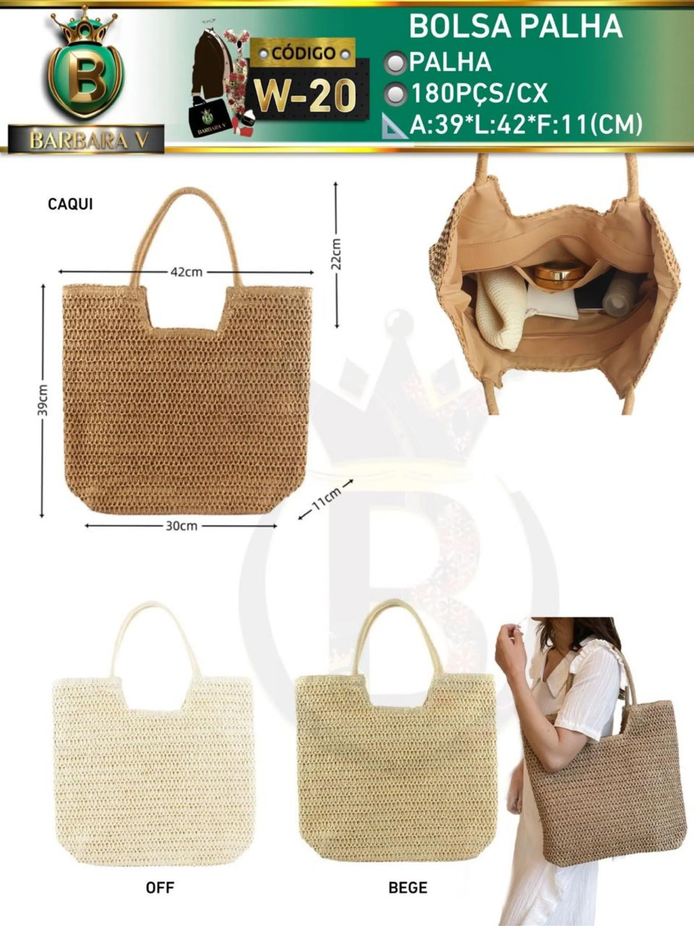 BARBARA V BOLSAS/bolsa palha feminina (W-20)