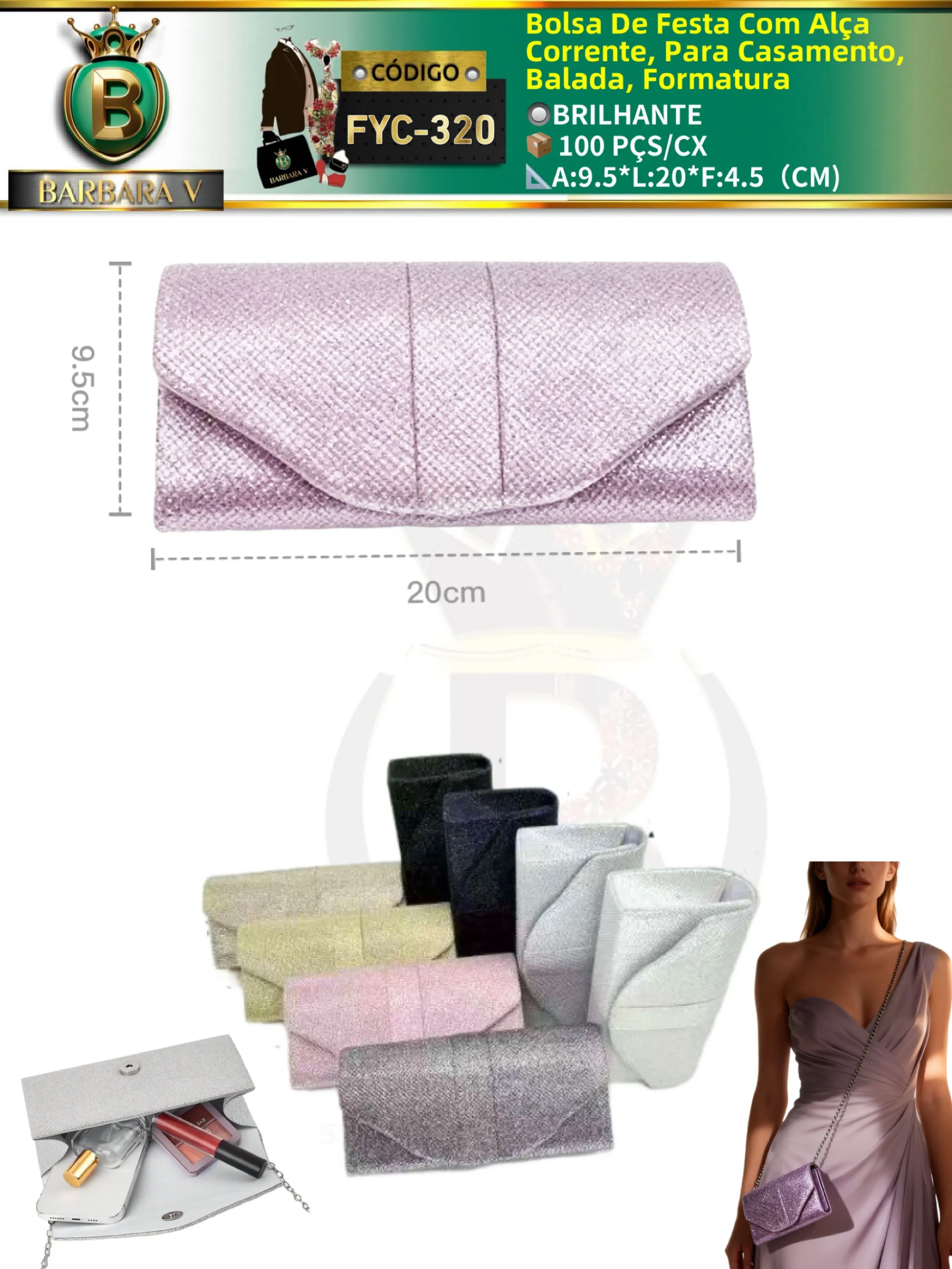 bolsinha de Festa Com Alça Corrente, Para Casamento(FYC-320)
