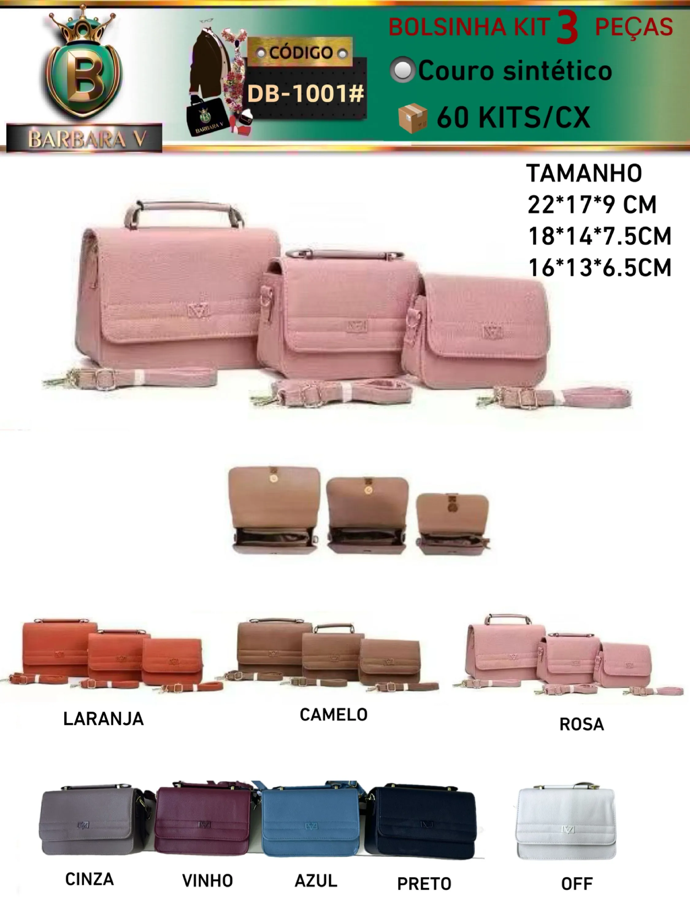 BARBARA V BOLSAS/Kit bolsinha 3 peças(DB-1001#)