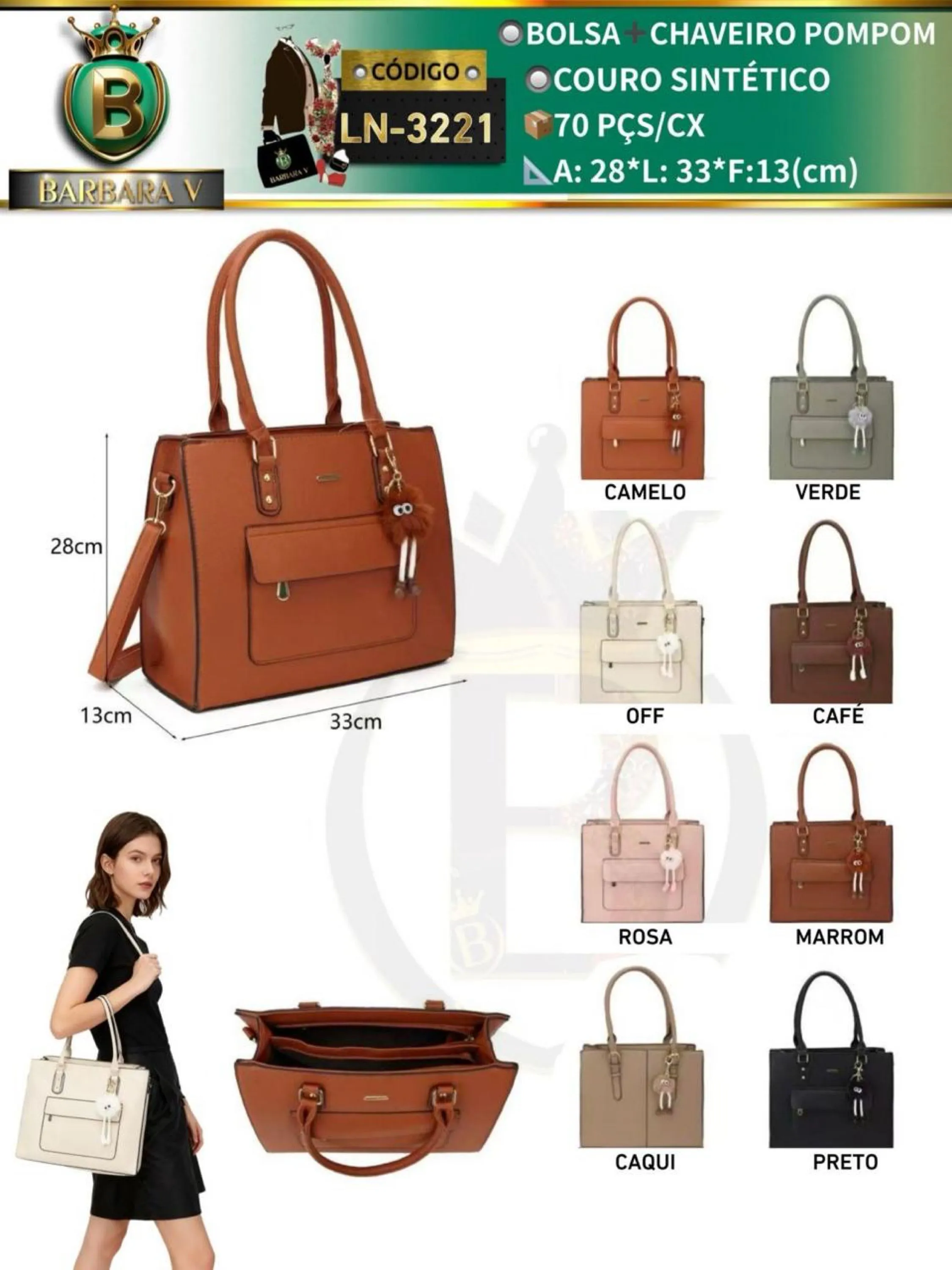 BARBARA V BOLSAS/bolsa feminina com chaveiro (LN-3221)