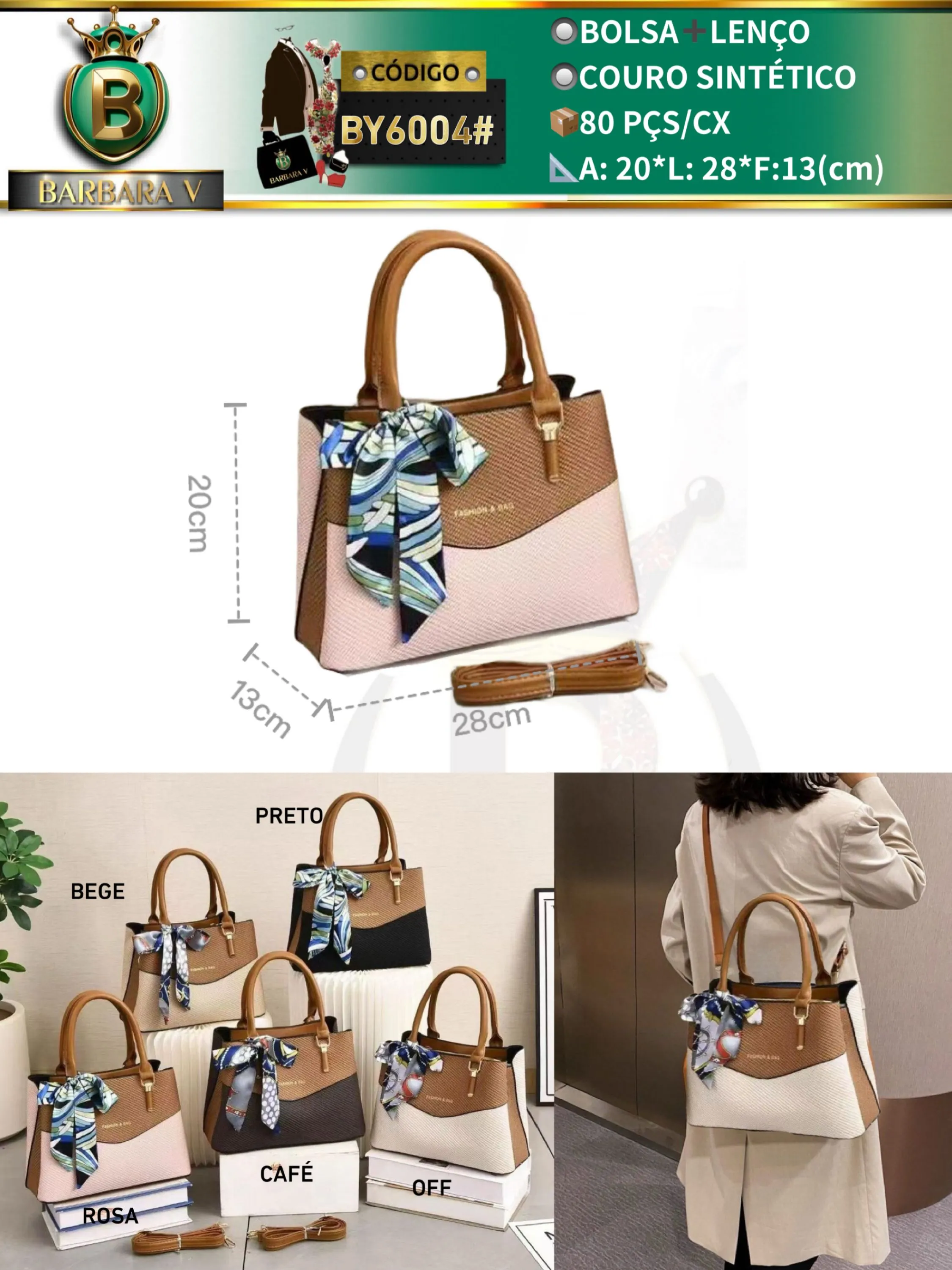 BARBARA V BOLSAS/bolsa feminina com lenço(BY6004#)