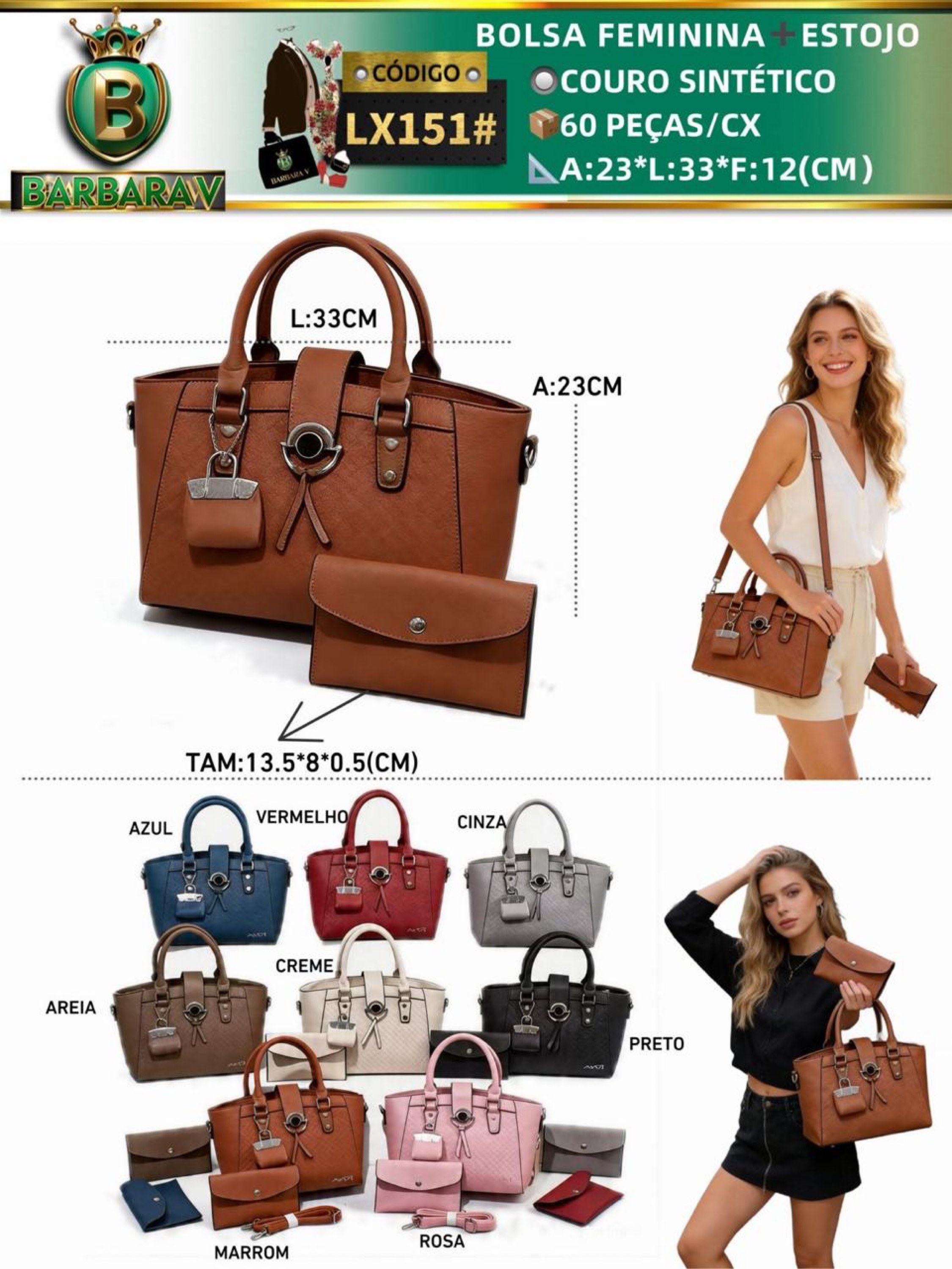 BARBARA V BOLSAS/Bolsa feminina com estojo(LX151#)