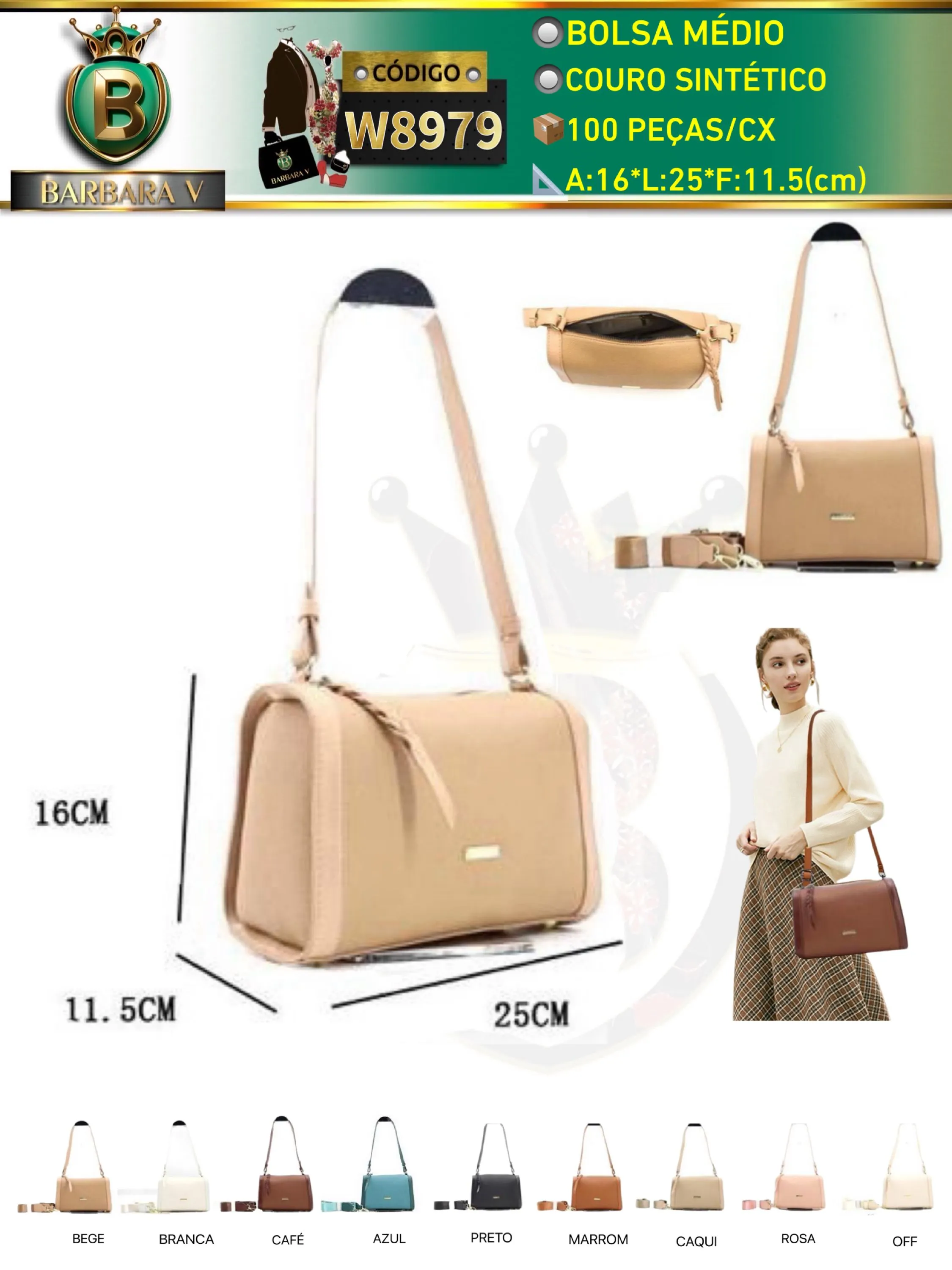 BARBARA V BOLSAS/bolsa médio (W8979)