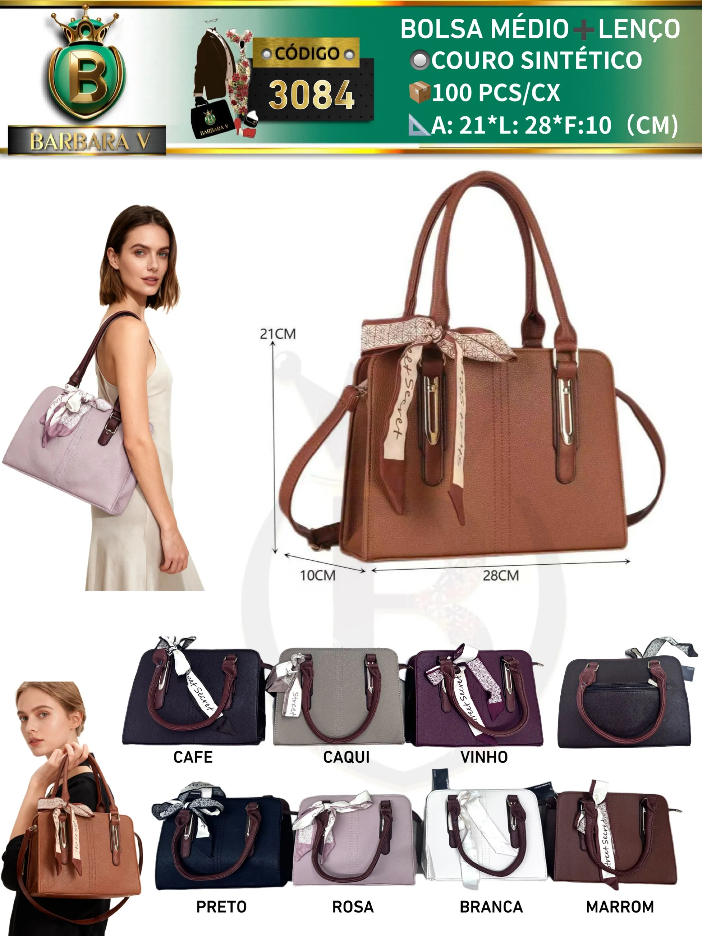 BARBARA V BOLSAS/Bolsa médio com lenço (3084)